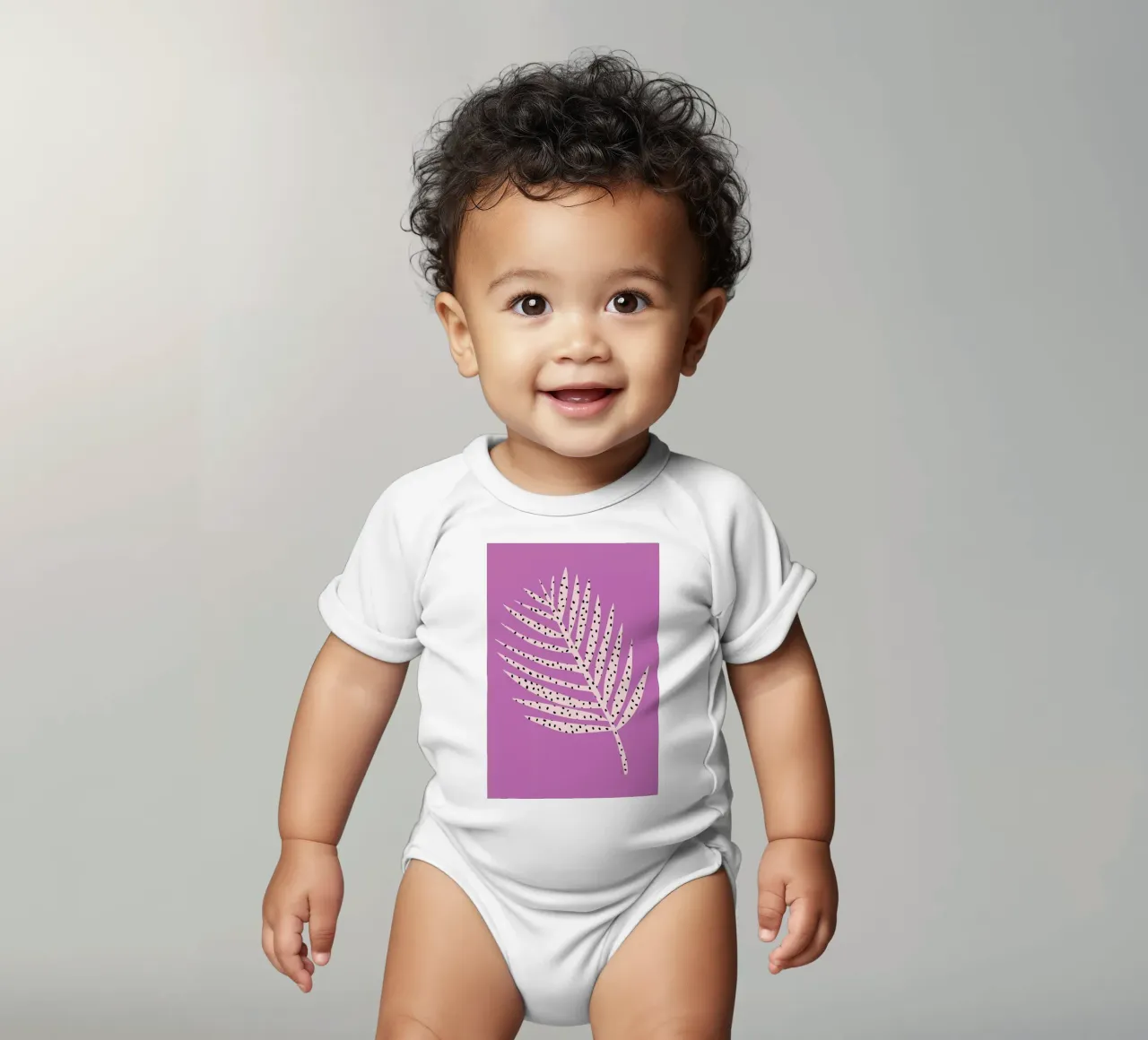 Palm Dot Leaf in Purple body neonato maniche corte da Linda Gobeta