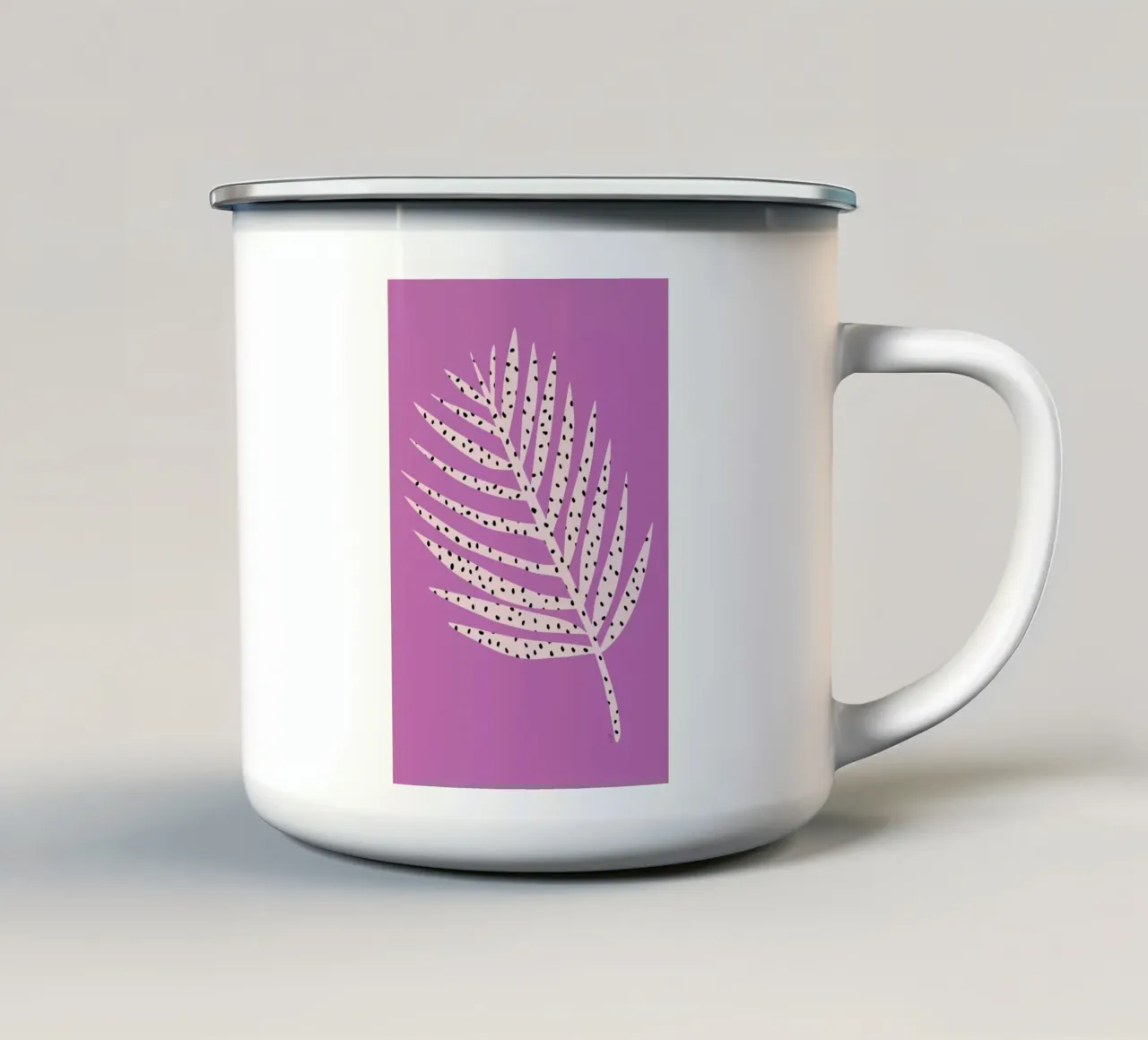 Palm Dot Leaf in Purple tazza in smalto da Linda Gobeta