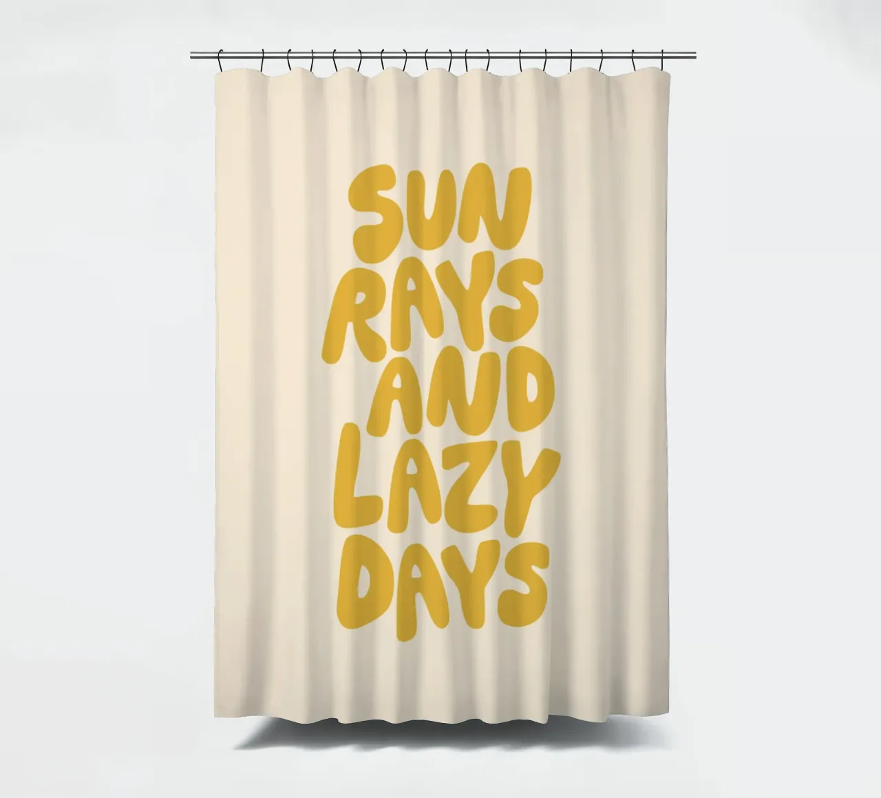 Sun Rays and Lazy Days Summertime Sunny Sunshine Typography shower curtain by THE MOTIVATED TYPE