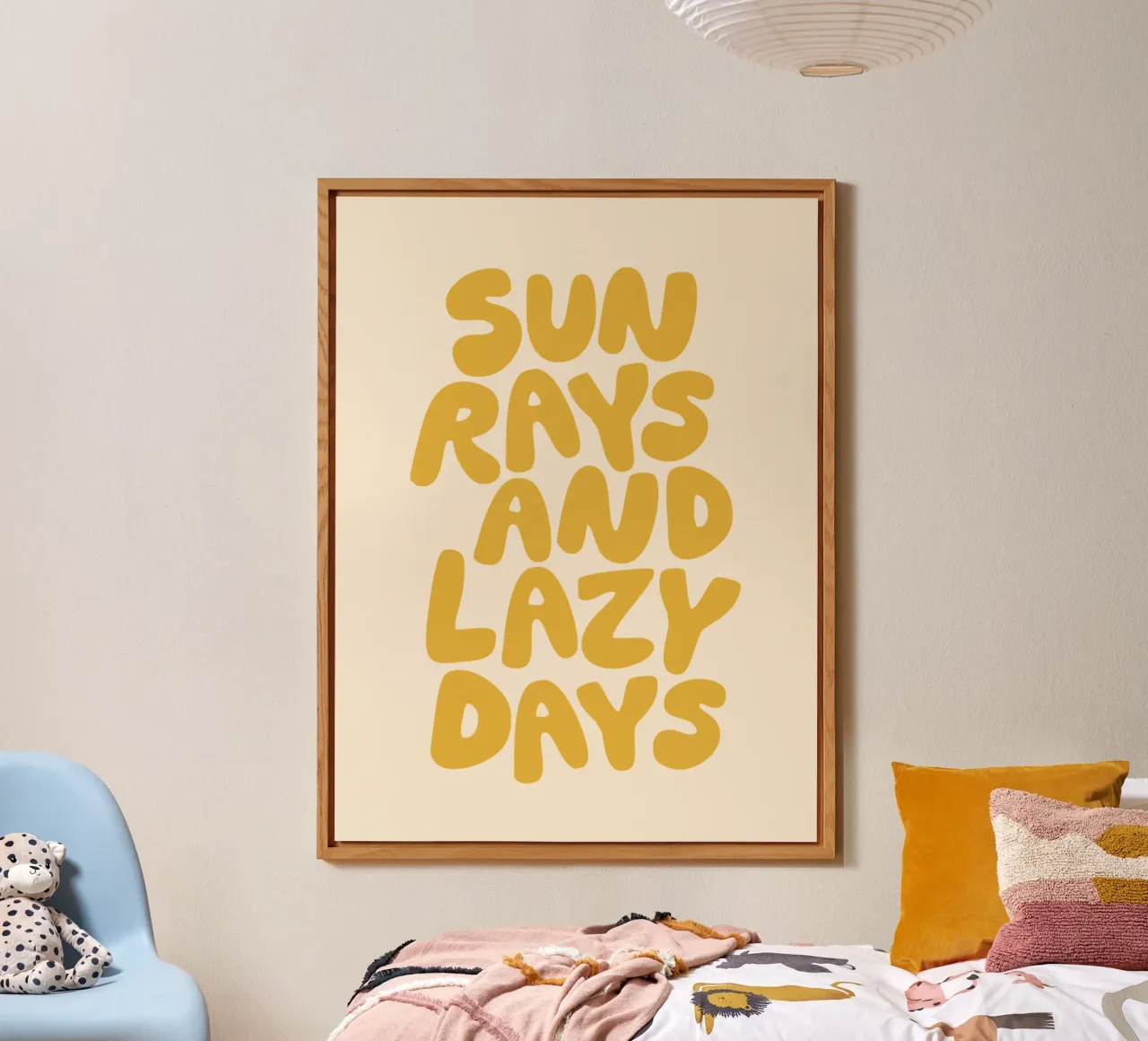 Sun Rays and Lazy Days Summertime Sunny Sunshine Tipografía aluminio dibond de THE MOTIVATED TYPE