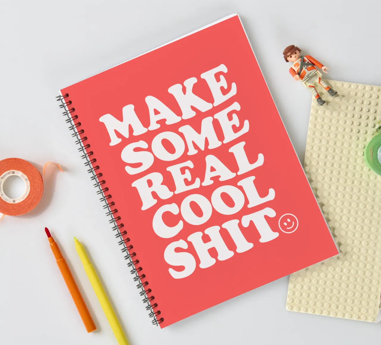 Make Some Real Cool Shit Bold Retro Typography Design in Red spiral notebook by THE MOTIVATED TYPE