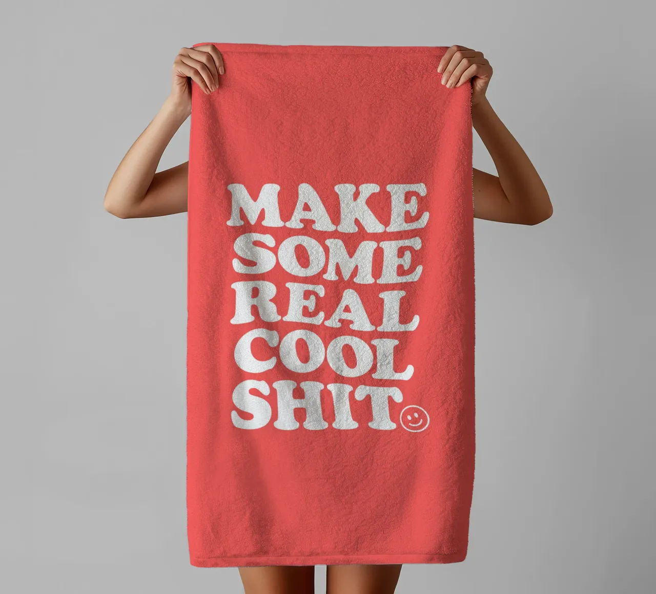 Make Some Real Cool Shit Bold Retro Typography Design in Red towel by THE MOTIVATED TYPE