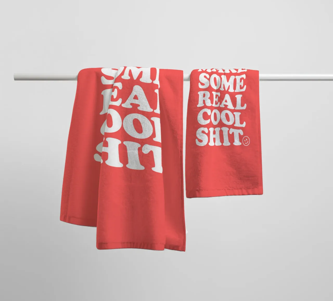 Make Some Real Cool Shit Bold Retro Typography Design in Red towel by THE MOTIVATED TYPE
