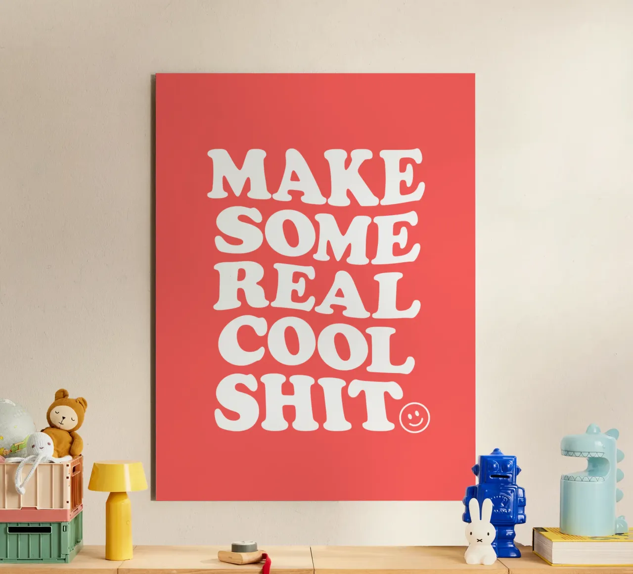 Realizzare un design tipografico retrò in grassetto in rosso alluminio dibond da THE MOTIVATED TYPE