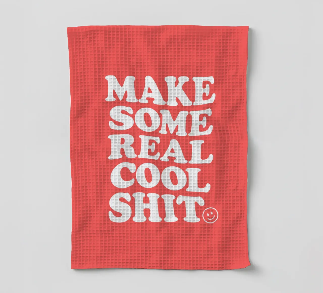 Make Some Real Cool Shit Bold Retro Typography Design in Red torchon de THE MOTIVATED TYPE