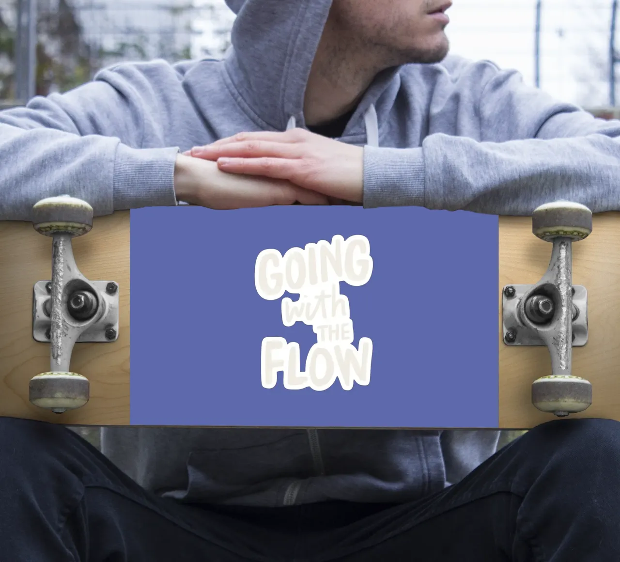 Going with the Flow, design tipografico dipinto a mano in blu adesivo da THE MOTIVATED TYPE