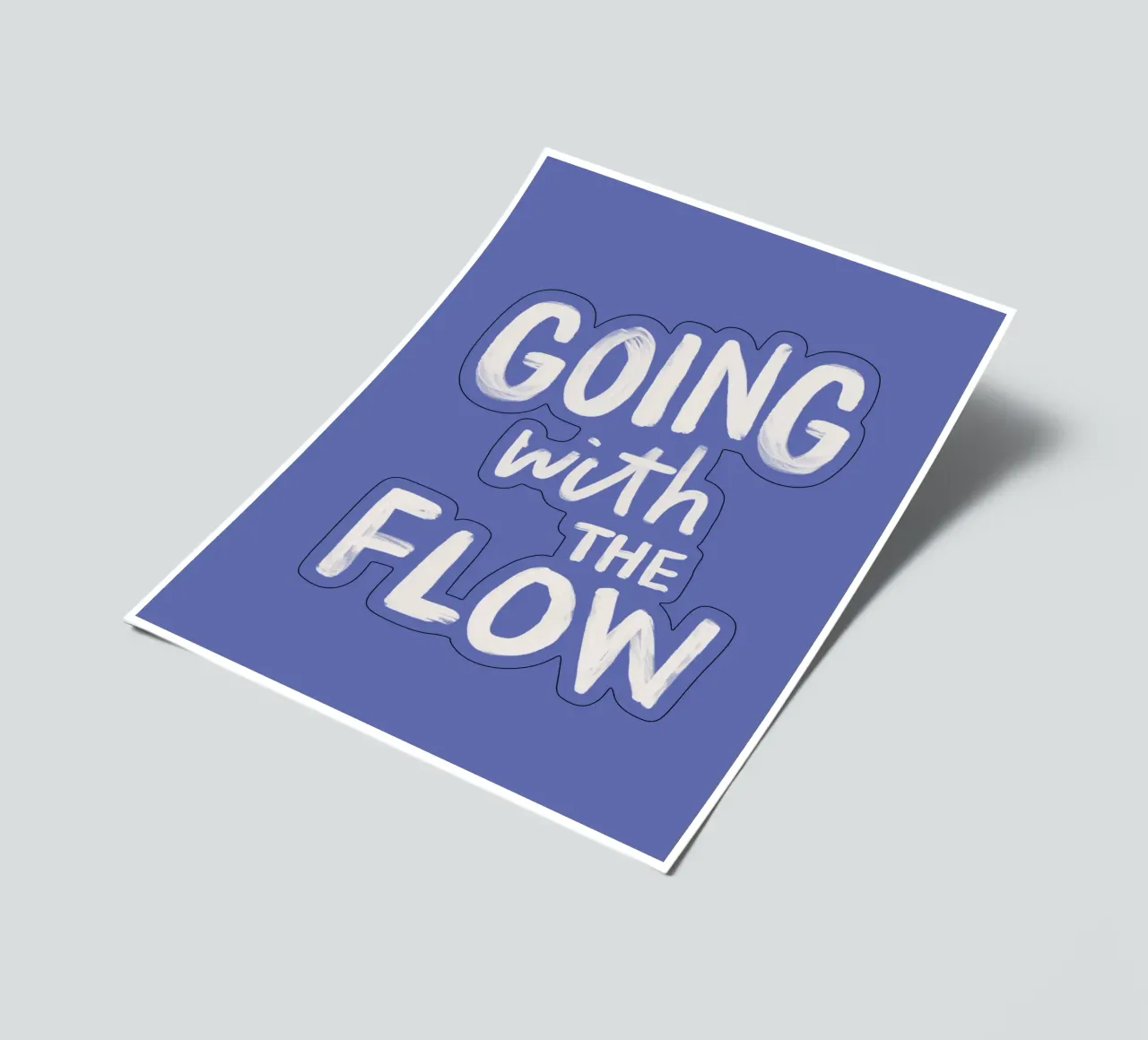 Going with the Flow, design tipografico dipinto a mano in blu foglio adesivo da THE MOTIVATED TYPE
