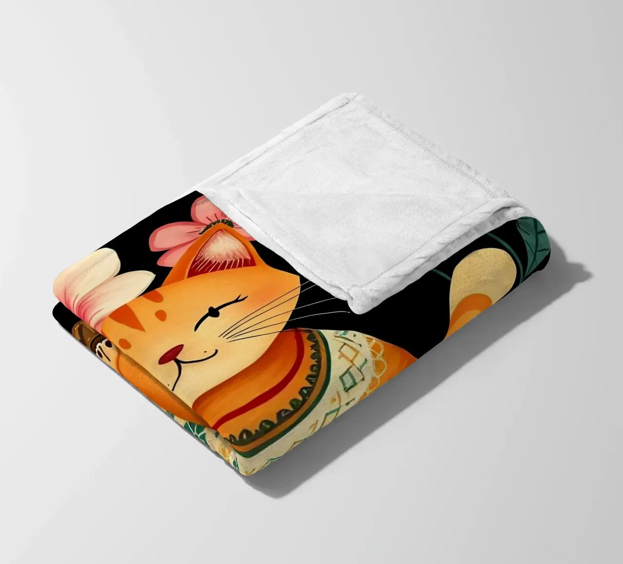 Gatto su una sedia nel giardino floreale coperta in pile da COLLEEN CRAFTS