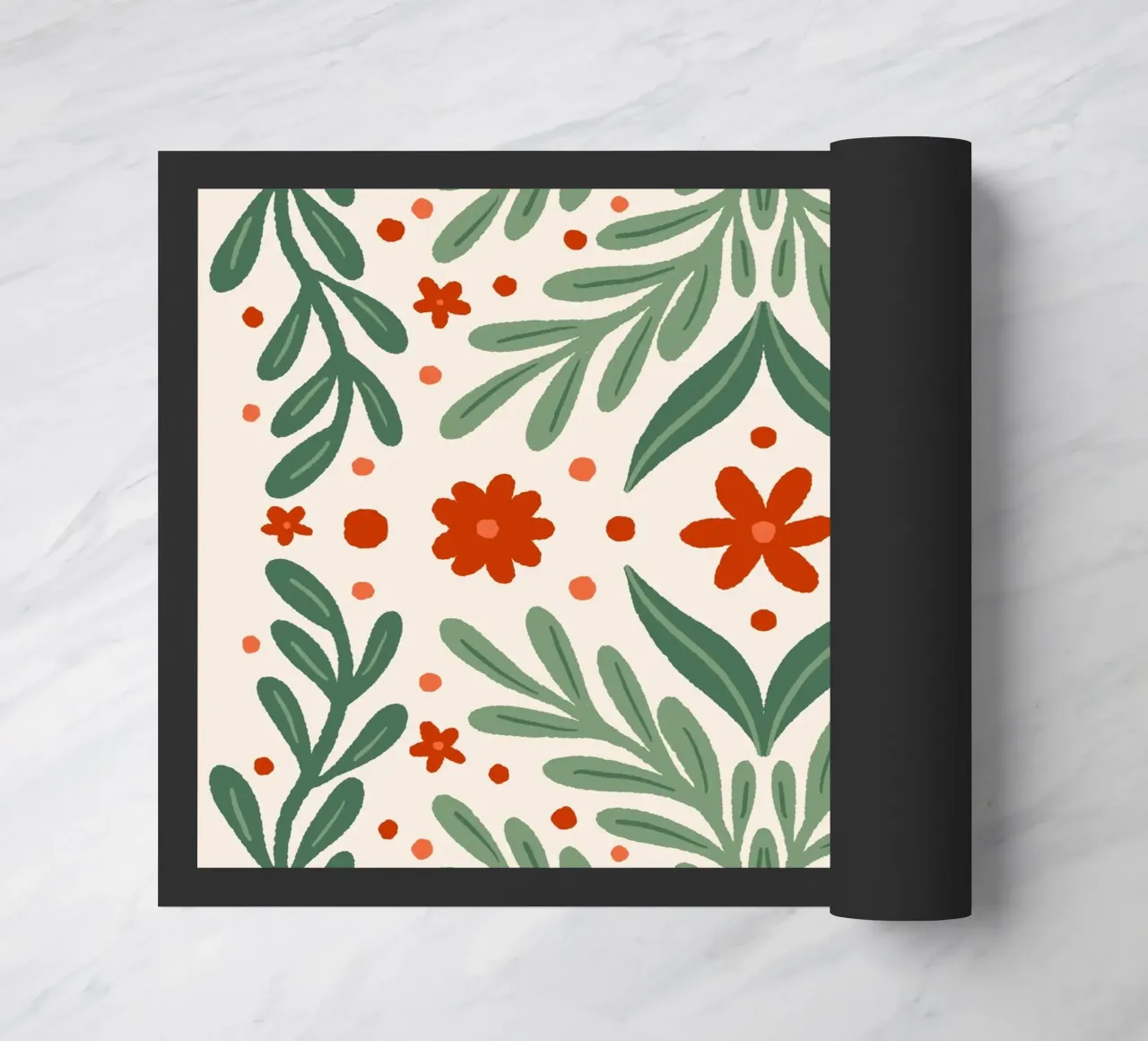 Takken en bloemen - rood en groen deurmat van Wackapacka