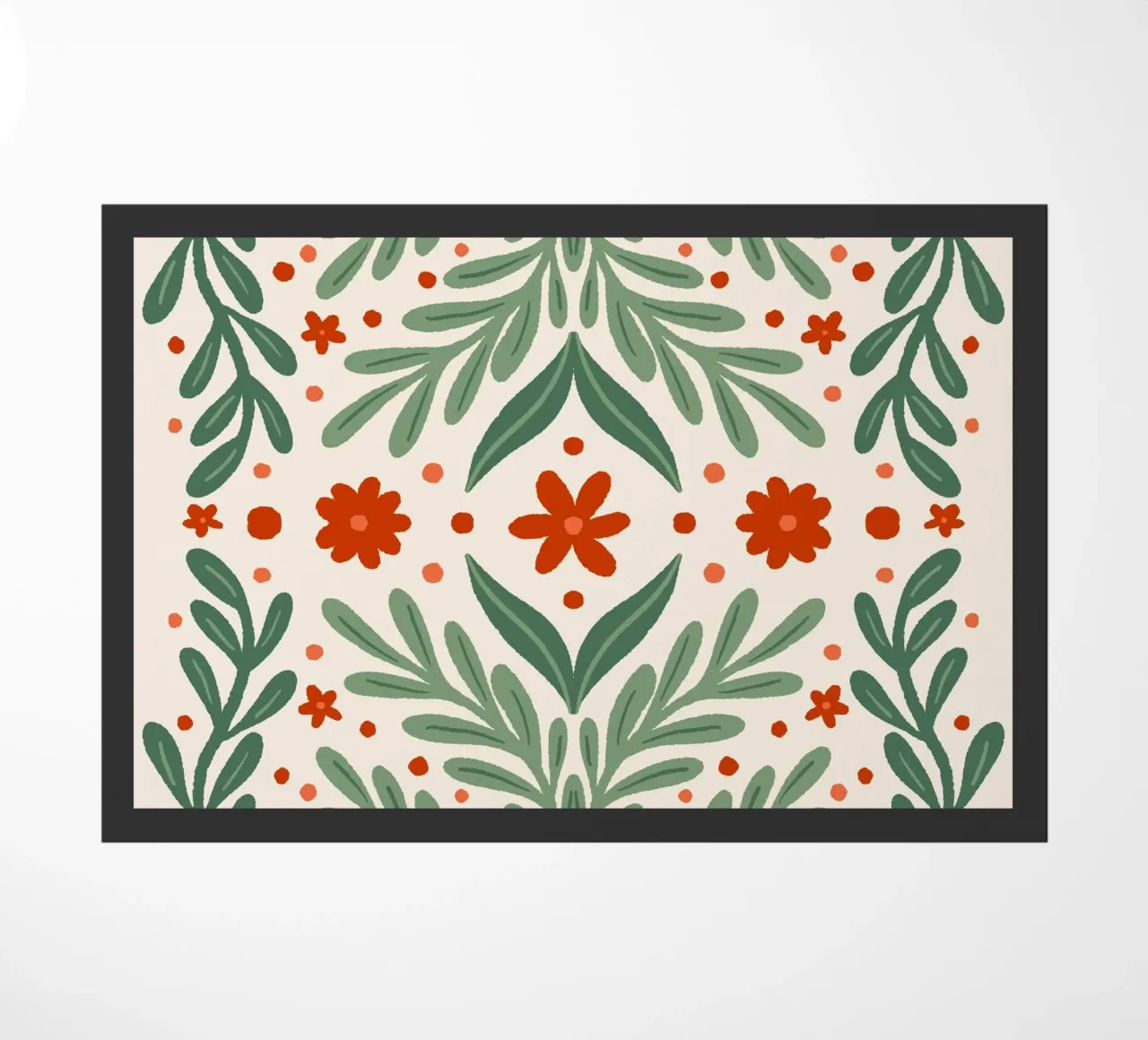 Takken en bloemen - rood en groen deurmat van Wackapacka