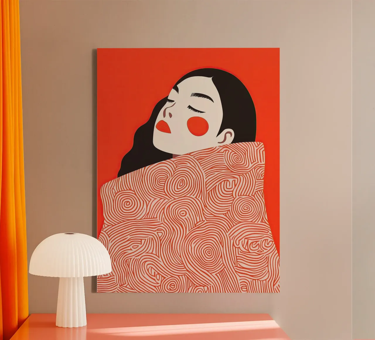 Ritratto di donna in rosso e nero tela con Cornice a cassetta da Autofocus