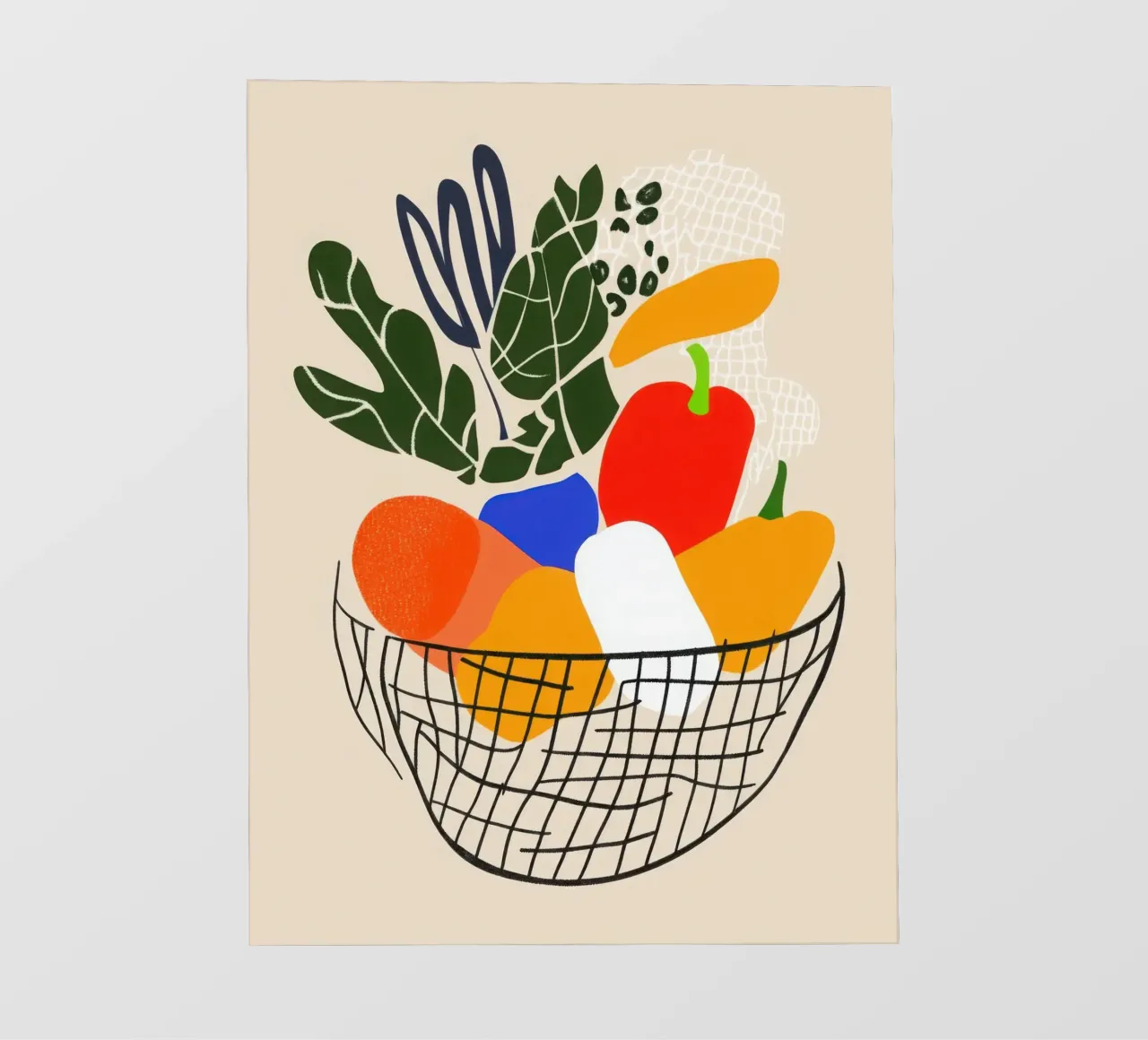 Mercato mattutino - Cesto di sapori in astrazione telo in pvc da Pop and Fruits - Affiches & posters