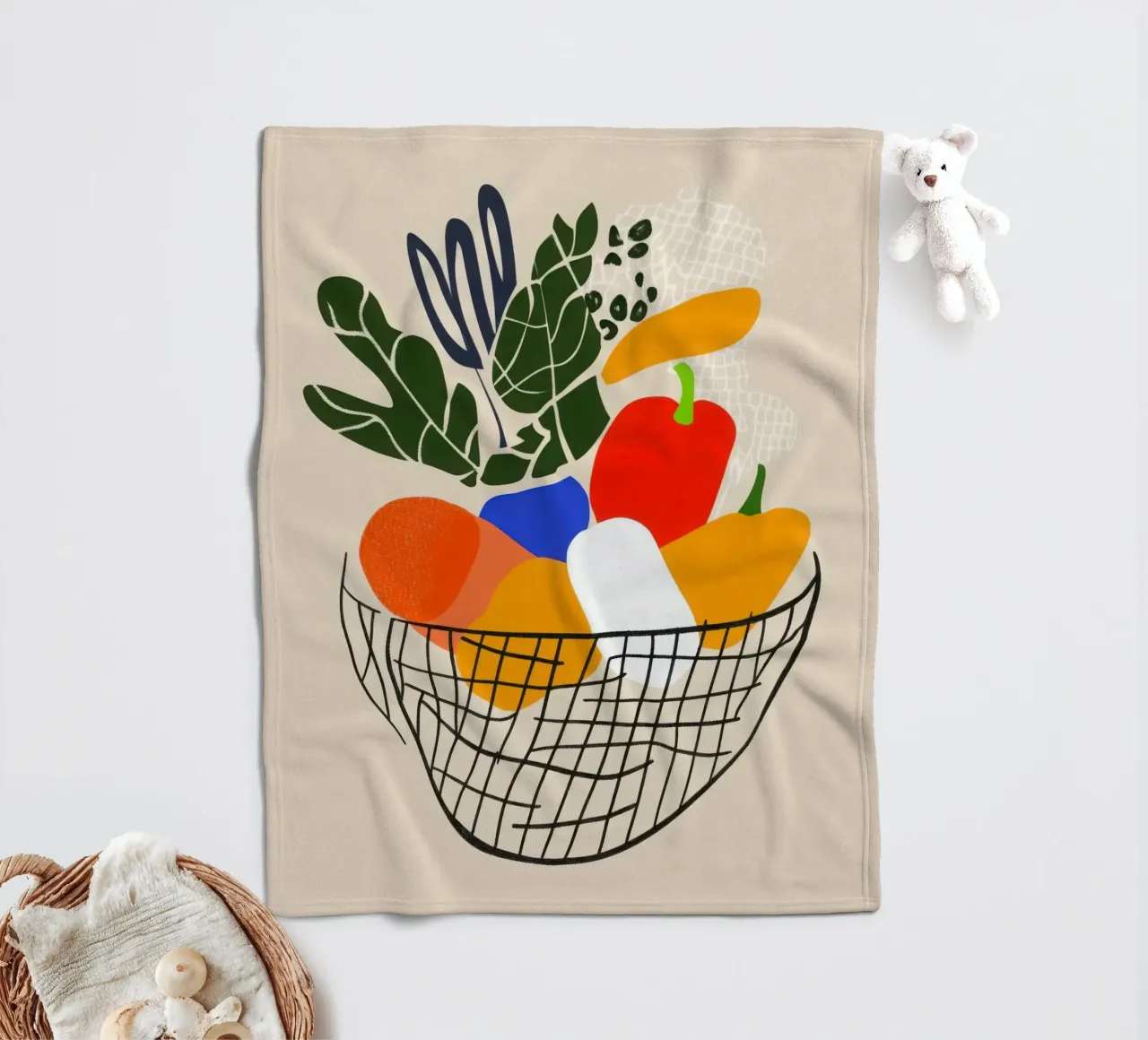 Mercato mattutino - Cesto di sapori in astrazione coperta in pile da Pop and Fruits - Affiches & posters