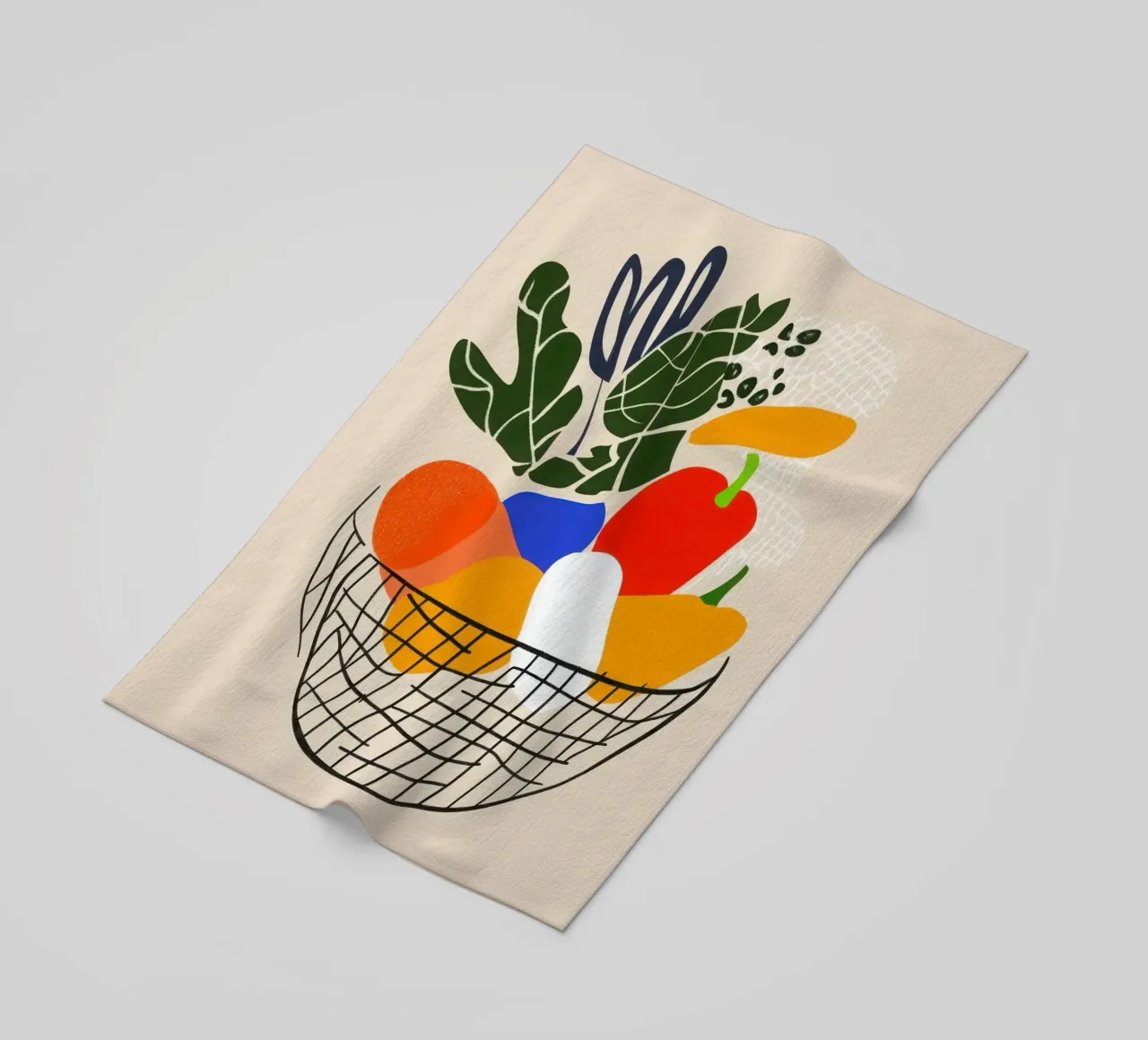 Mercato mattutino - Cesto di sapori in astrazione telo mare da Pop and Fruits - Affiches & posters