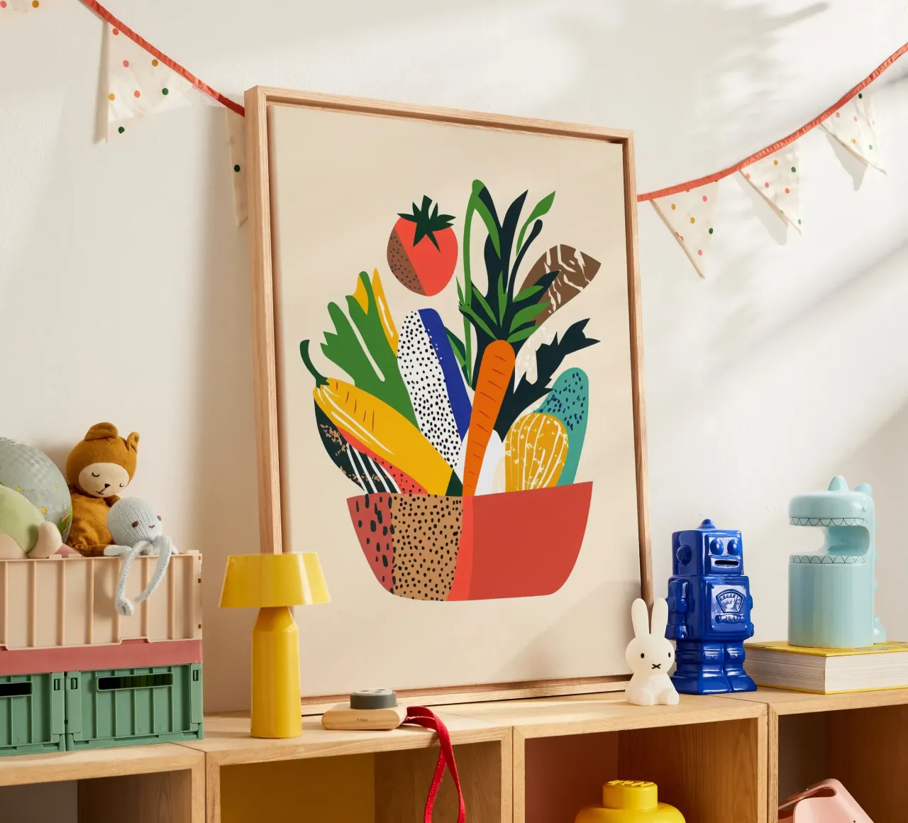 Una festa di colori - Un'esplosione grafica e vegetale tela con Cornice a cassetta da Pop and Fruits - Affiches & posters