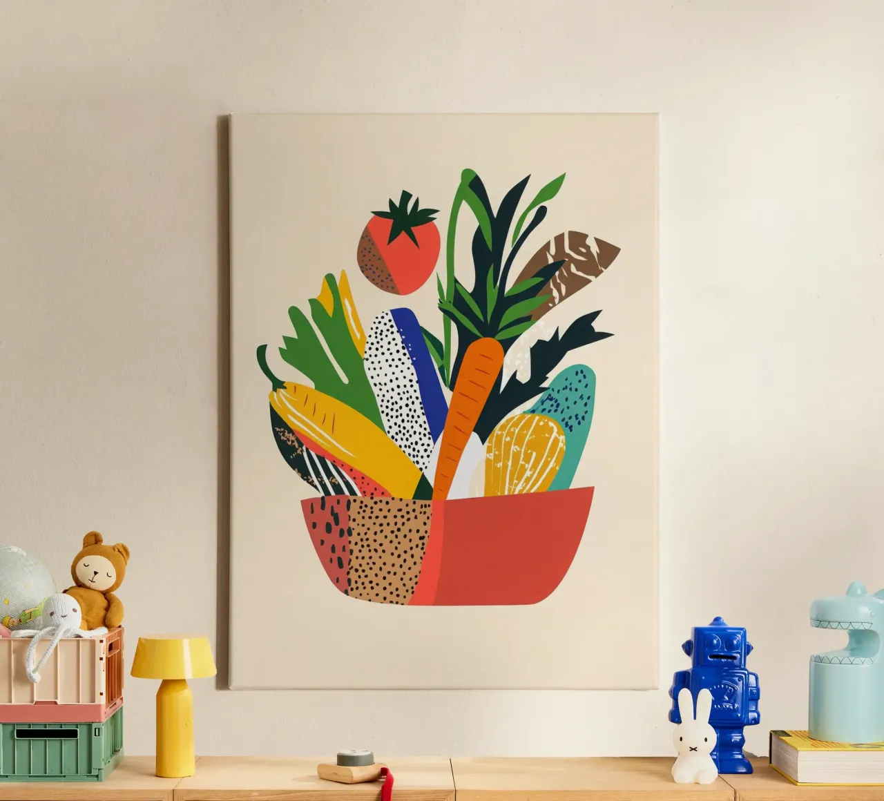 Una festa di colori - Un'esplosione grafica e vegetale tela con Cornice a cassetta da Pop and Fruits - Affiches & posters