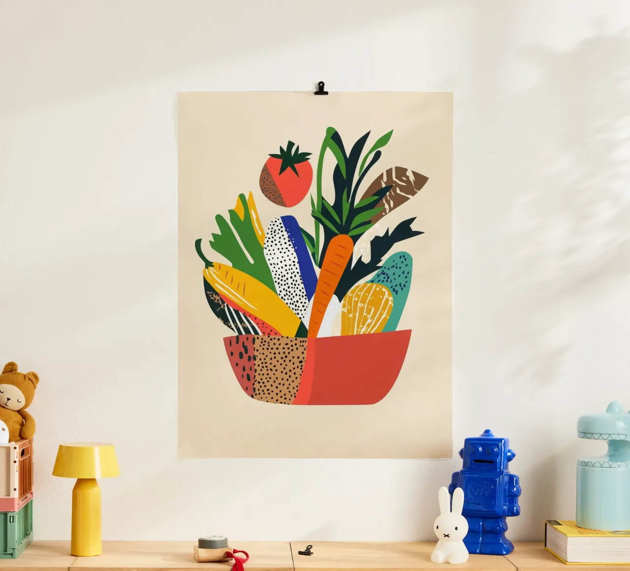 Una festa di colori - Un'esplosione grafica e vegetale poster con telaio in alluminio da Pop and Fruits - Affiches & posters