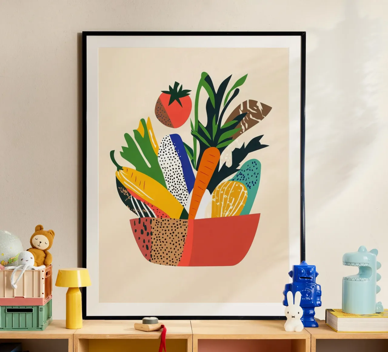 Una festa di colori - Un'esplosione grafica e vegetale poster con telaio in alluminio da Pop and Fruits - Affiches & posters
