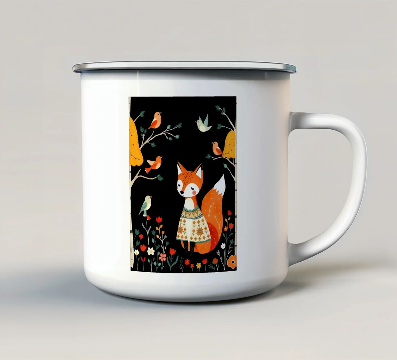 VOLPE NELLA FORESTA tazza in smalto da COLLEEN CRAFTS
