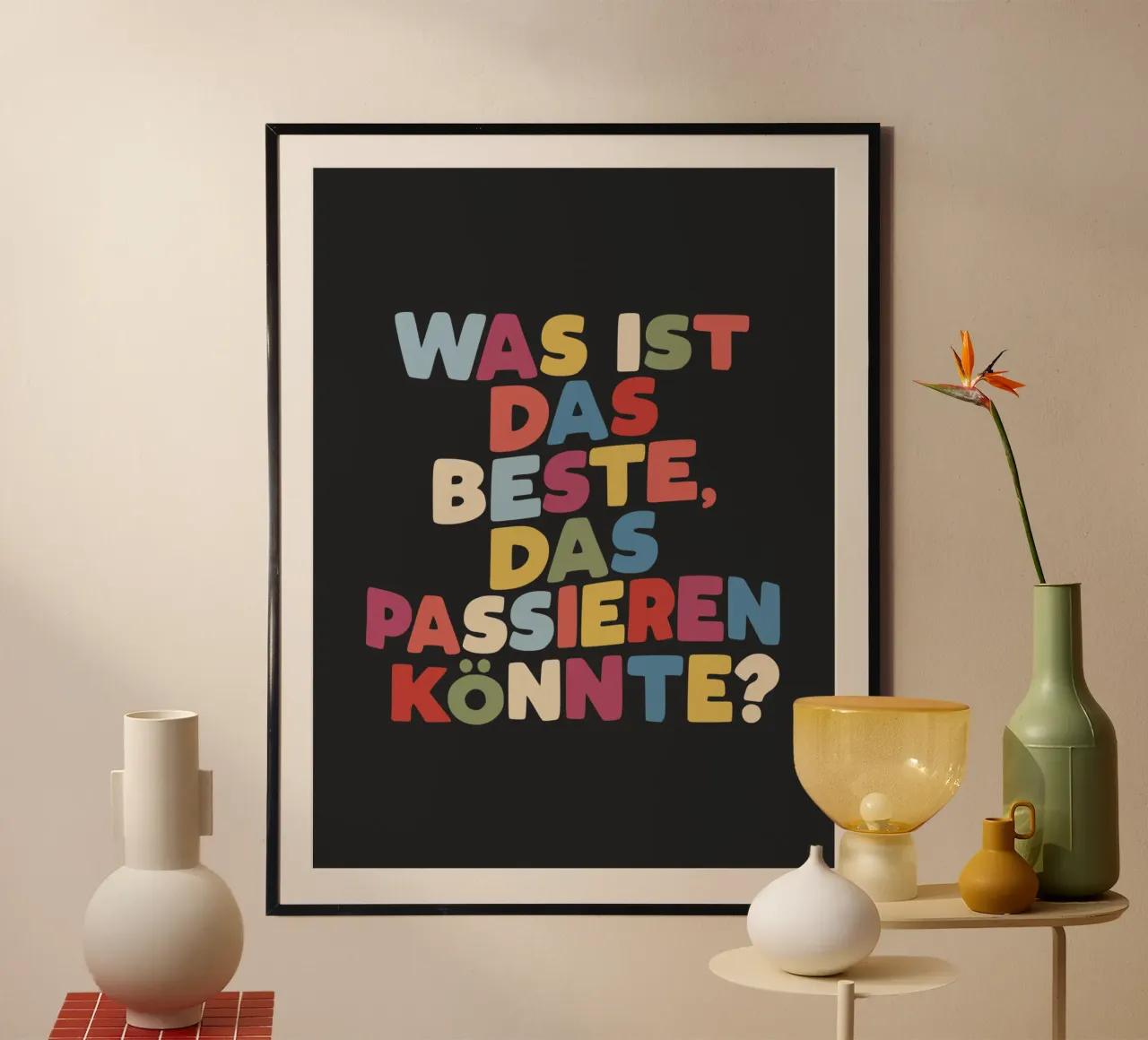 Qu'est-ce qui pourrait arriver de mieux en matière de typographie allemande ? poster avec cadre en bois de THE MOTIVATED TYPE