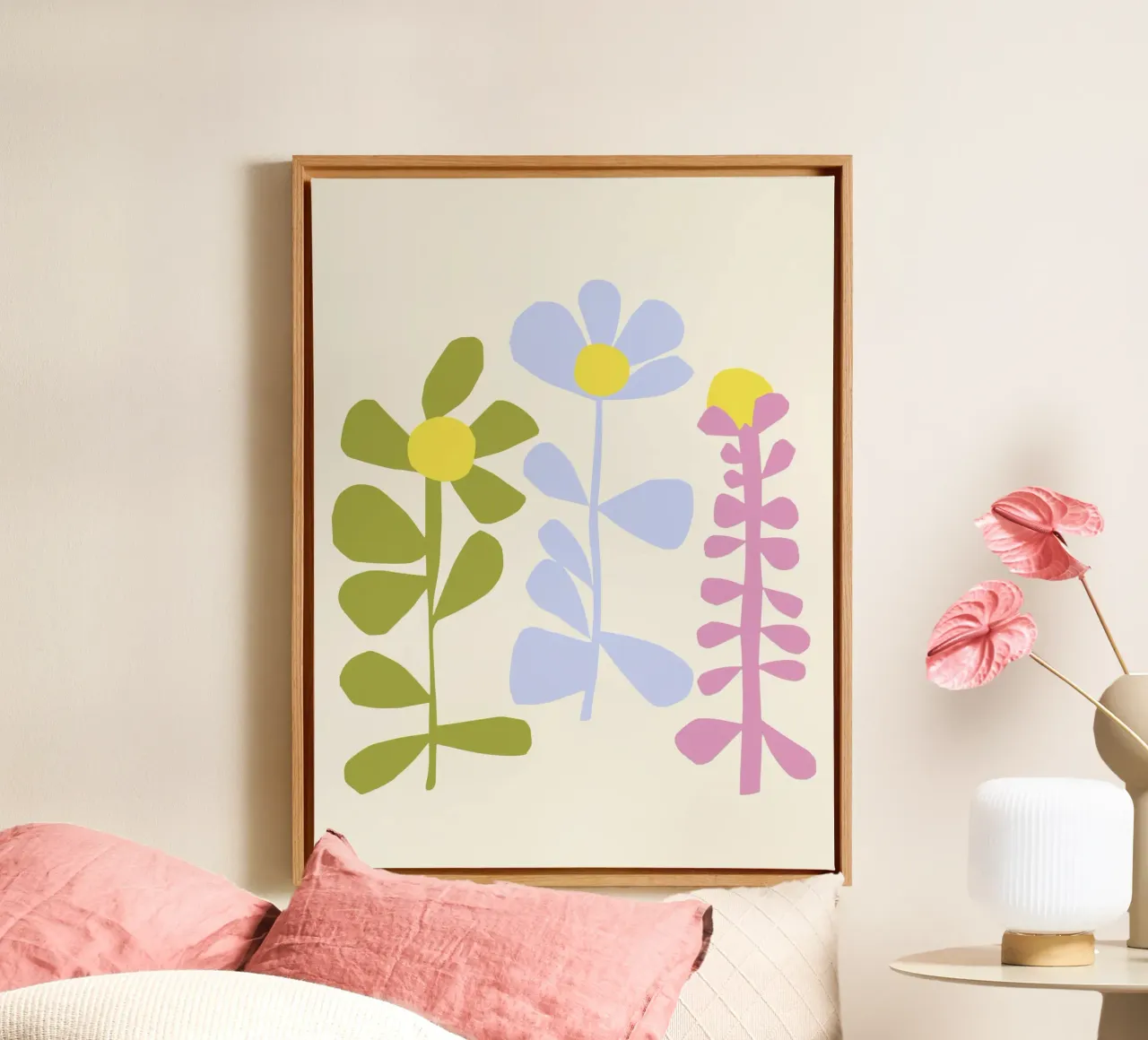 3 Fiori tela con Cornice a cassetta da All Colours