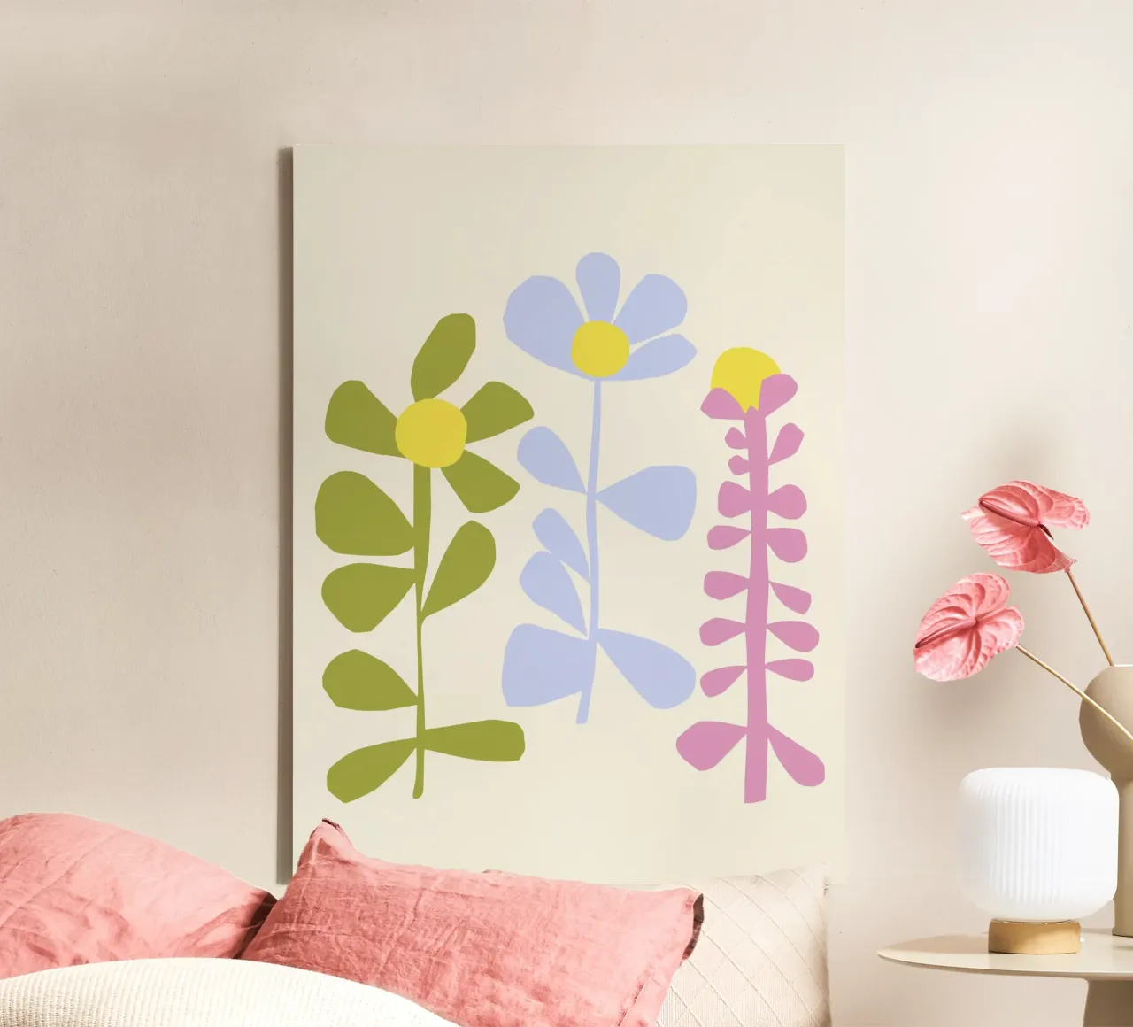 3 Fiori tela con Cornice a cassetta da All Colours