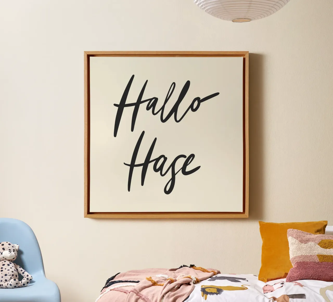 Hallo Hase tela con Cornice a cassetta da All Colours