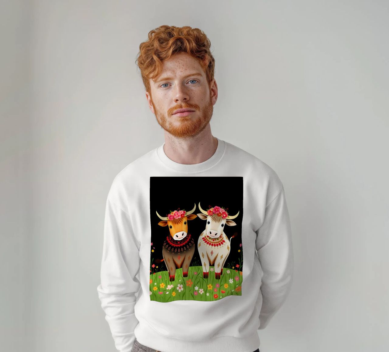 Vacas Highland en un prado salvaje sudadera de COLLEEN CRAFTS