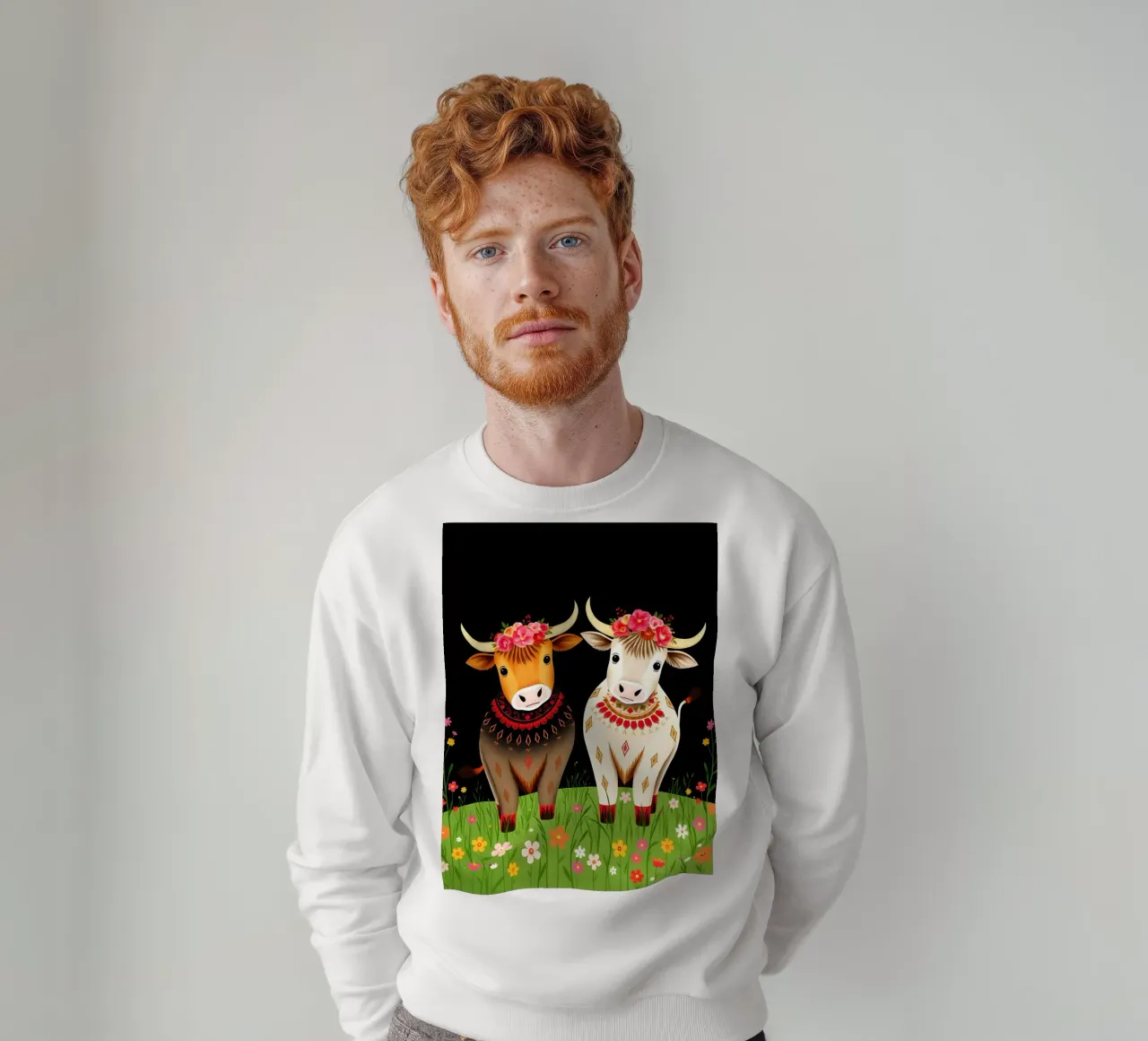 Mucche Highland in un prato selvaggio felpa da COLLEEN CRAFTS