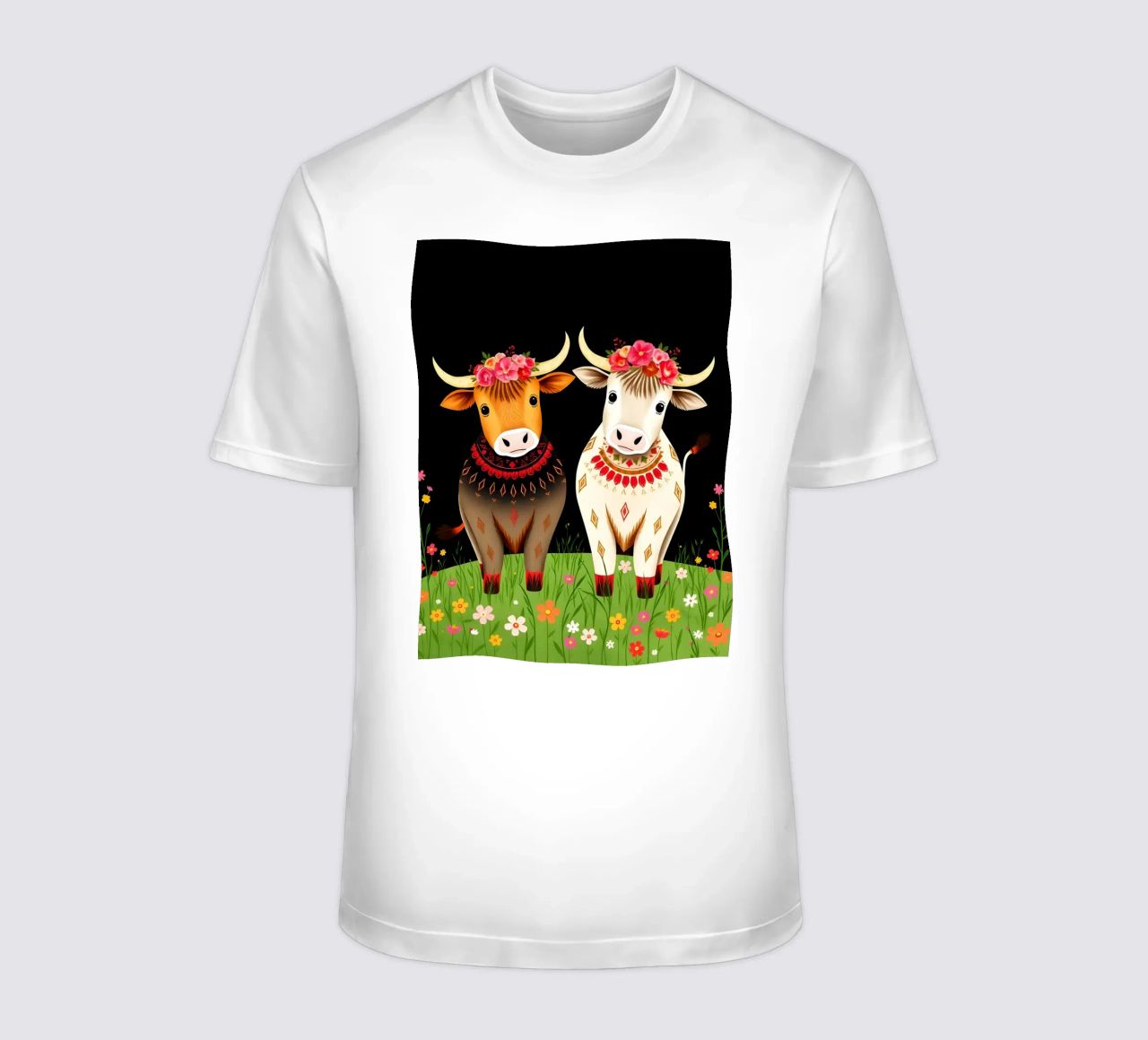 Mucche Highland in un prato selvaggio t-shirt da COLLEEN CRAFTS