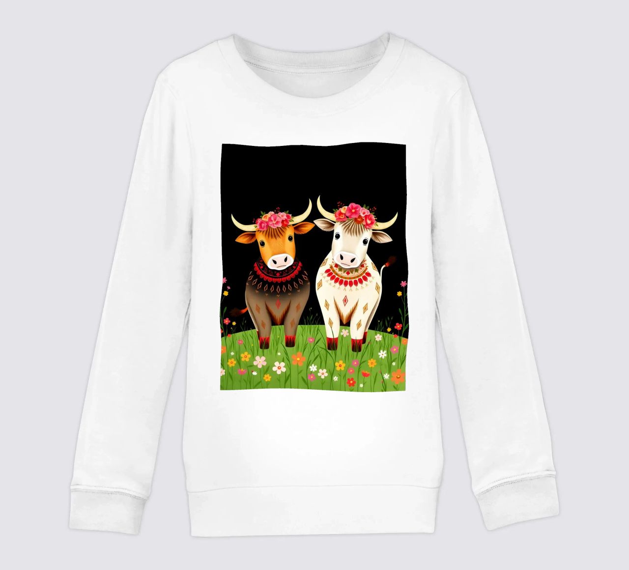 Mucche Highland in un prato selvaggio felpa bambino da COLLEEN CRAFTS