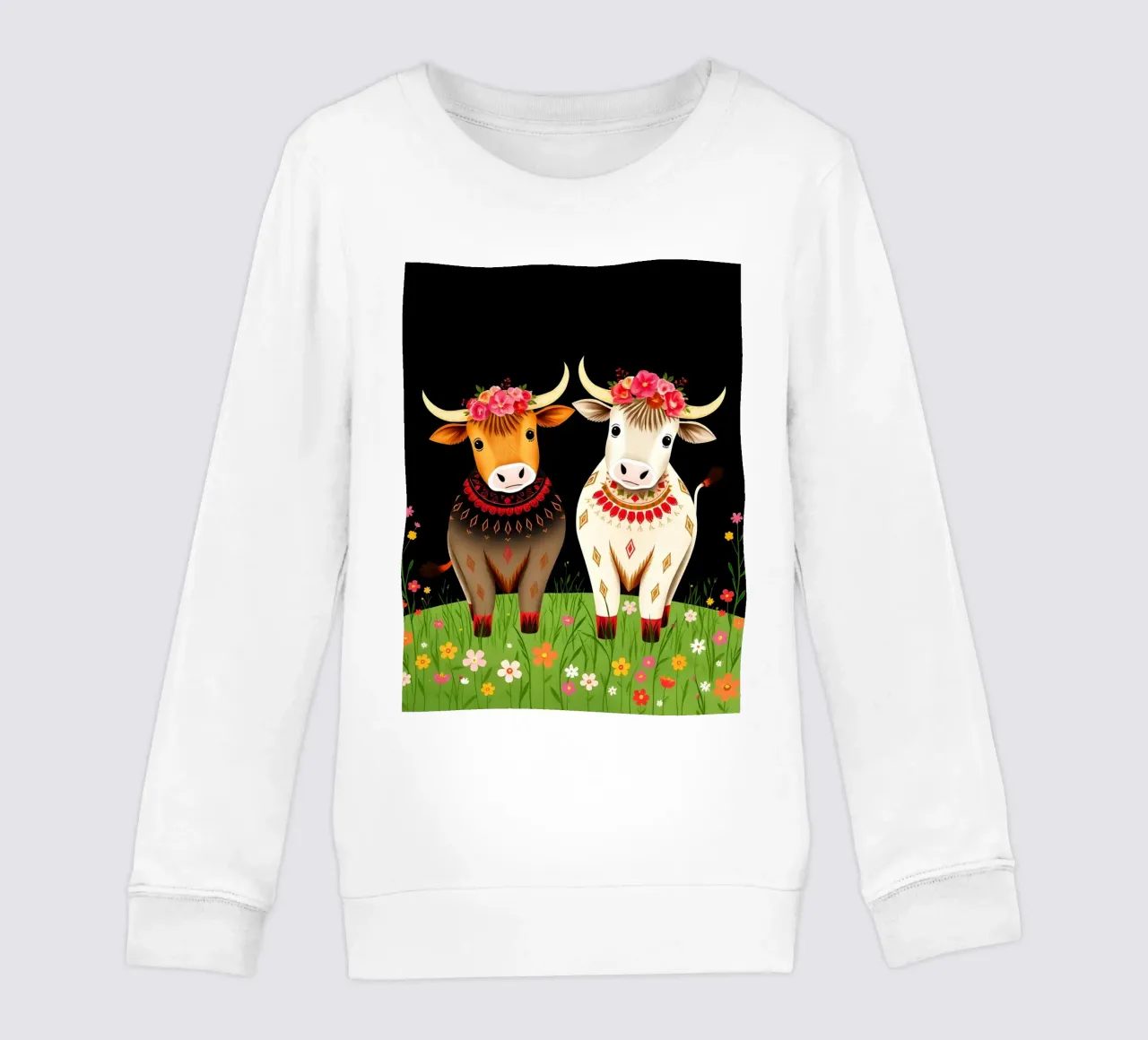 Mucche Highland in un prato selvaggio felpa bambino da COLLEEN CRAFTS