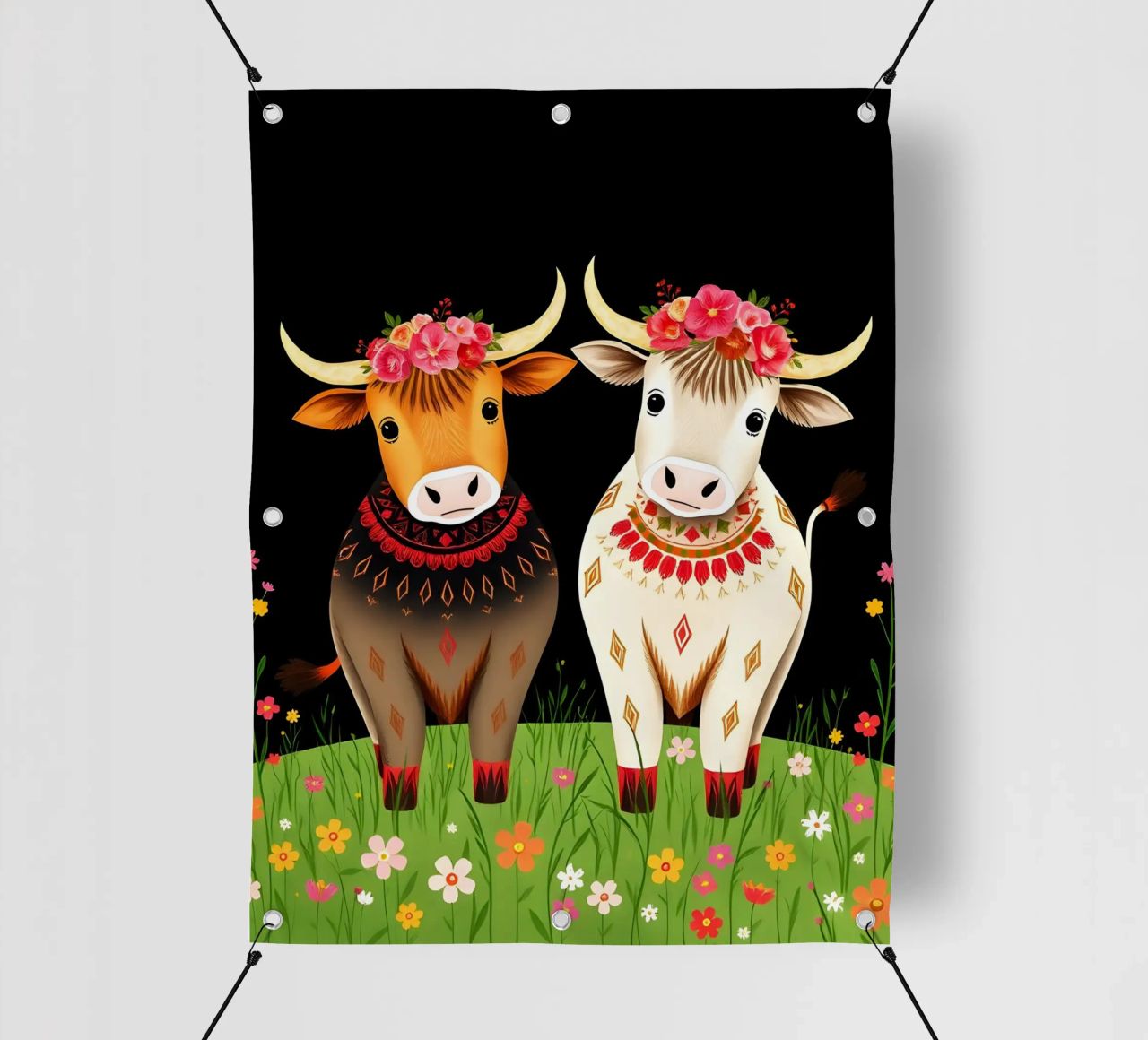 Mucche Highland in un prato selvaggio telo in pvc da COLLEEN CRAFTS