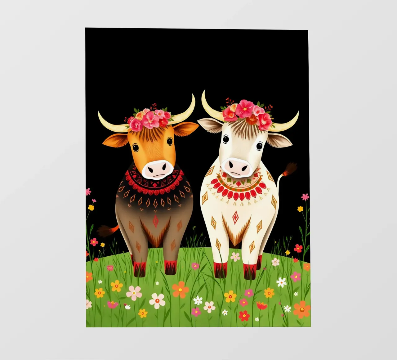 Mucche Highland in un prato selvaggio telo in pvc da COLLEEN CRAFTS