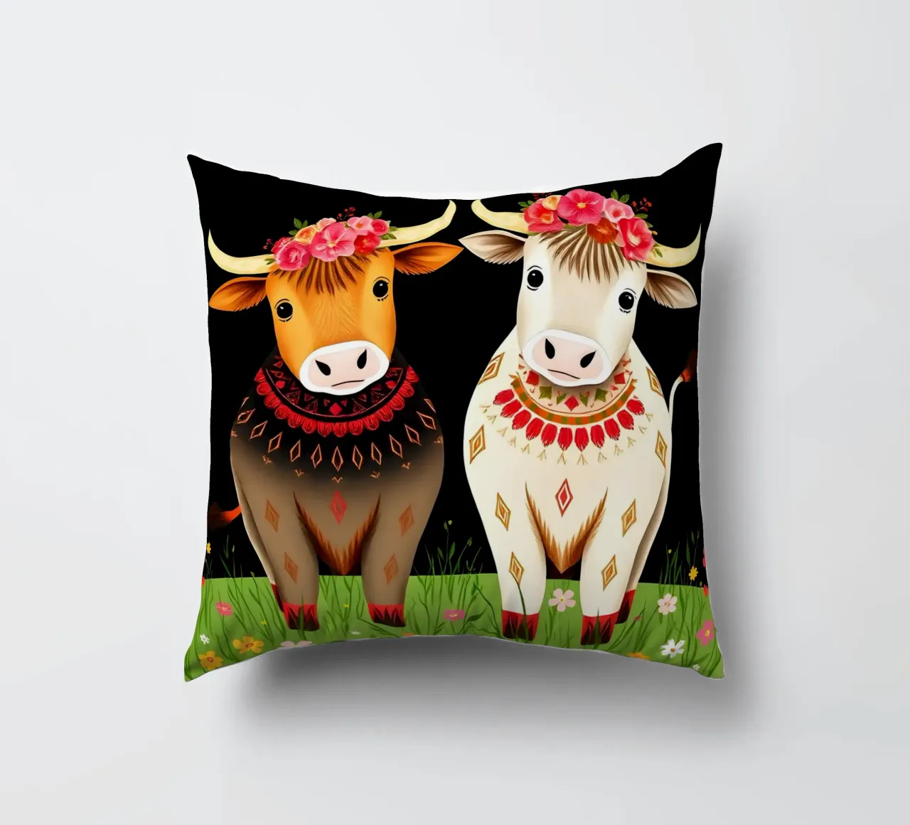 Vacas Highland en un prado salvaje cojín de COLLEEN CRAFTS