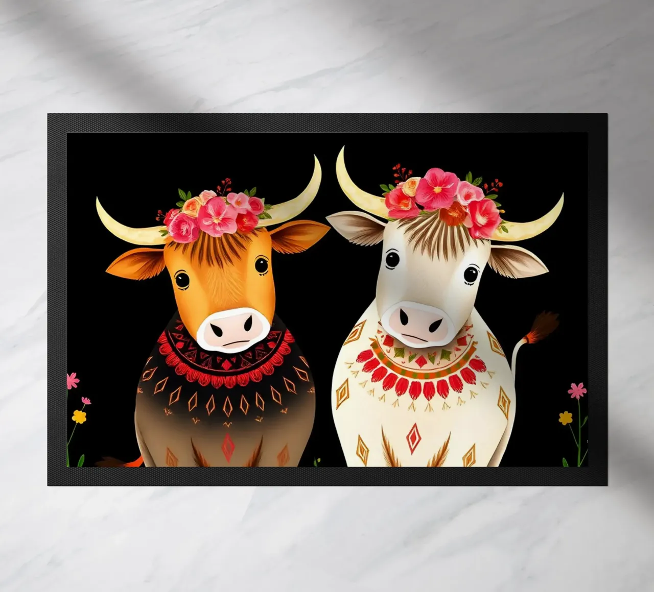 Mucche Highland in un prato selvaggio zerbino da COLLEEN CRAFTS