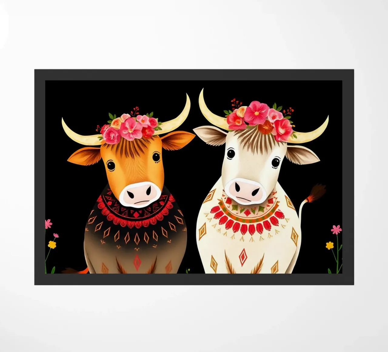 Mucche Highland in un prato selvaggio zerbino da COLLEEN CRAFTS