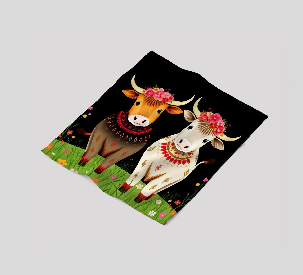 Mucche Highland in un prato selvaggio coperta in pile da COLLEEN CRAFTS