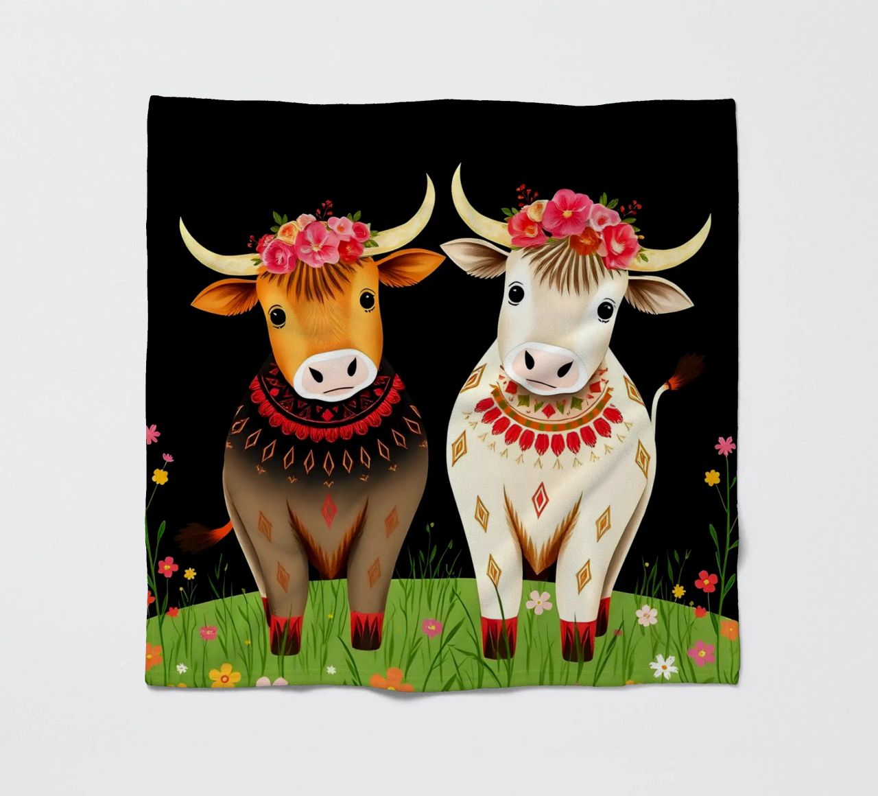 Mucche Highland in un prato selvaggio coperta in pile da COLLEEN CRAFTS