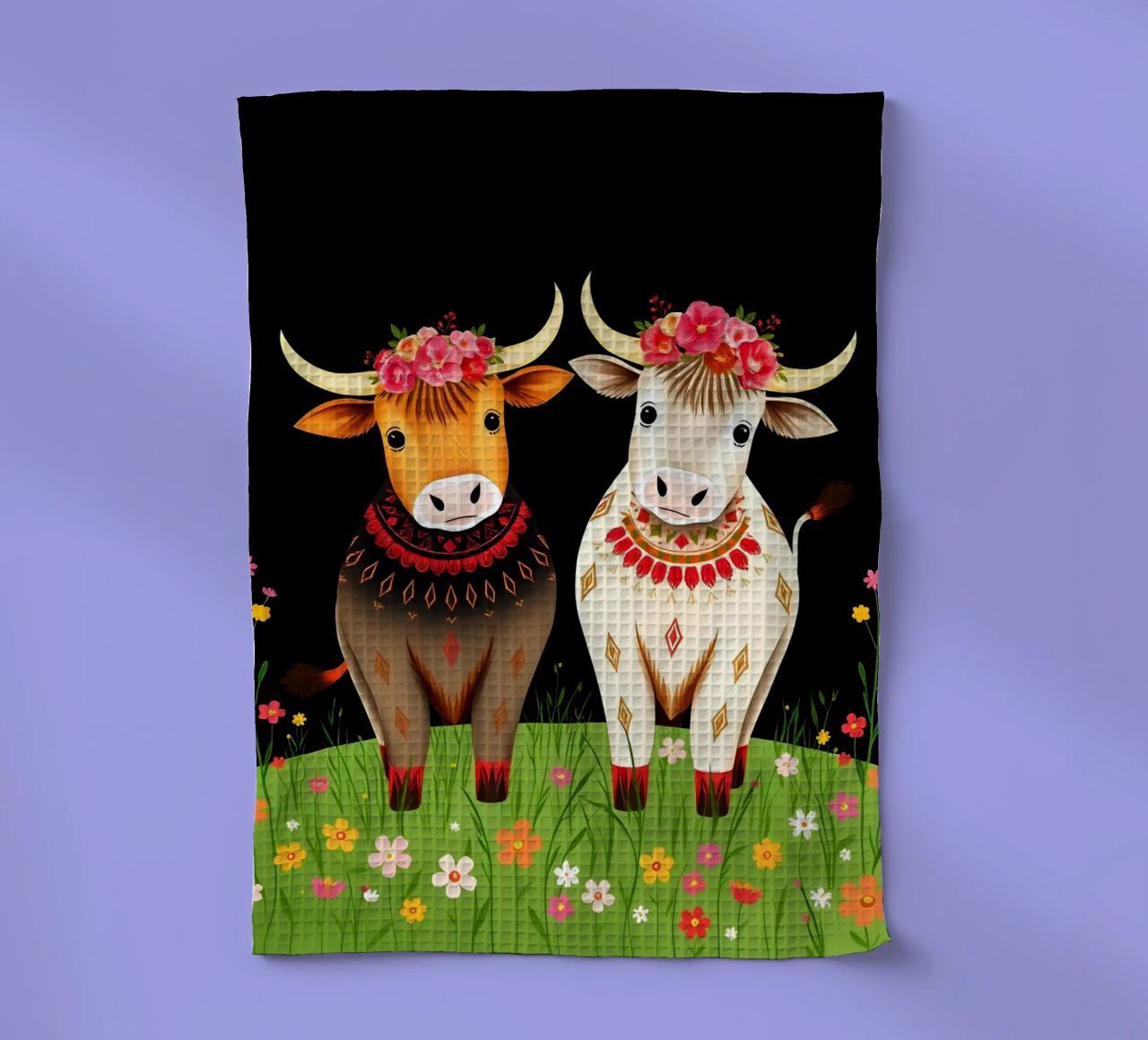 Mucche Highland in un prato selvaggio canovaccio da cucina da COLLEEN CRAFTS
