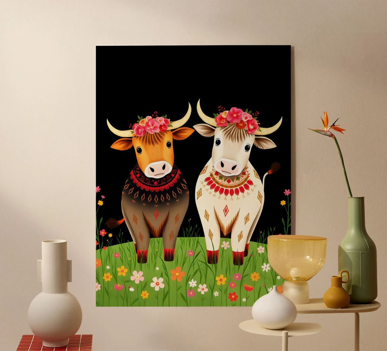 Mucche Highland in un prato selvaggio plexiglass da COLLEEN CRAFTS