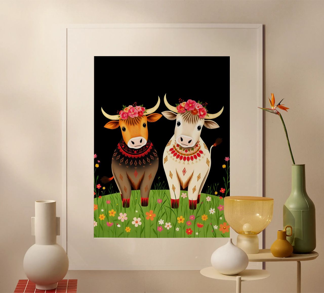 Mucche Highland in un prato selvaggio carta hahnemühle da COLLEEN CRAFTS