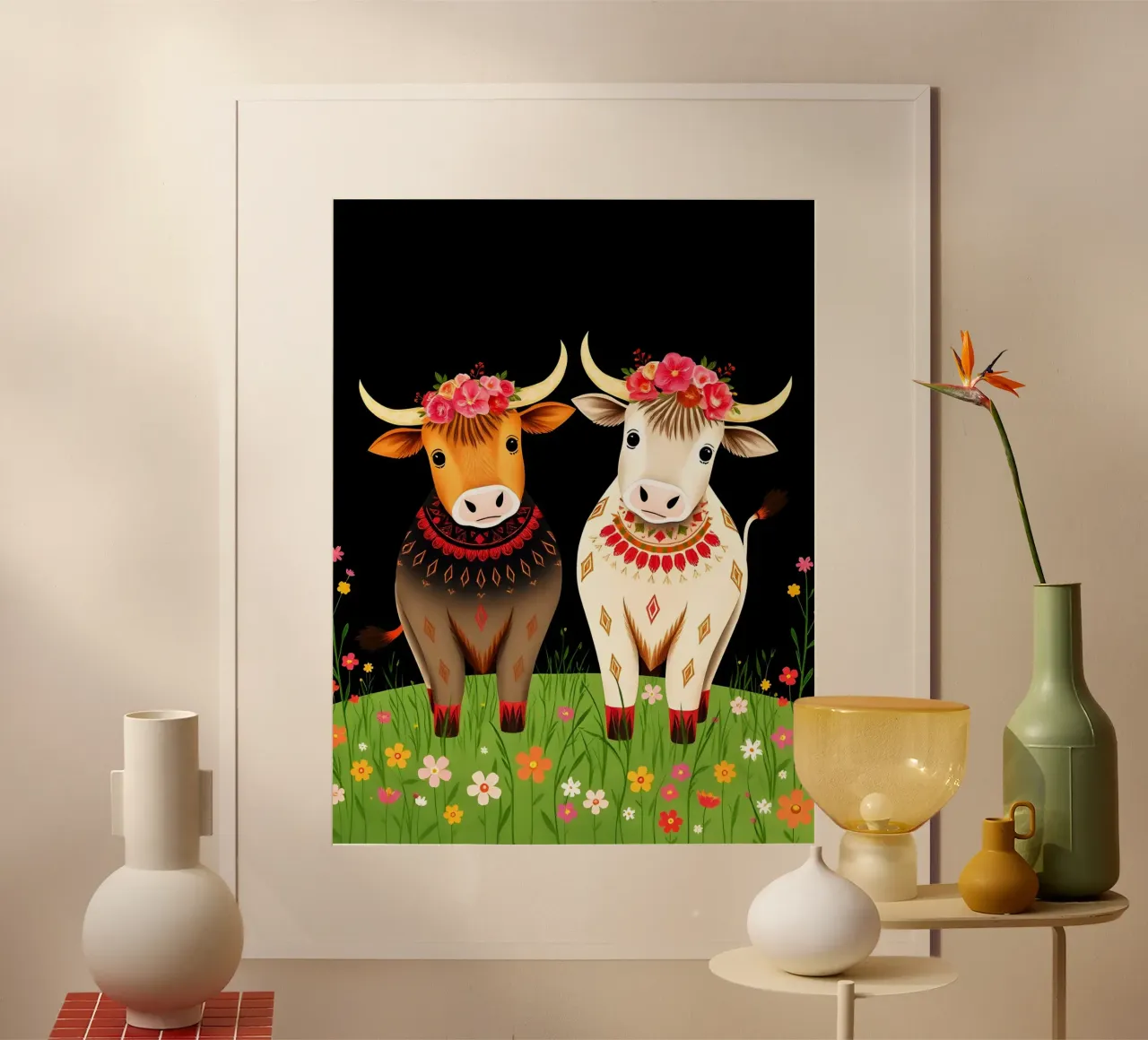 Mucche Highland in un prato selvaggio poster da COLLEEN CRAFTS