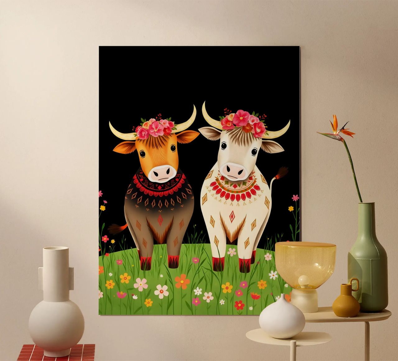 Mucche Highland in un prato selvaggio carta hahnemühle da COLLEEN CRAFTS