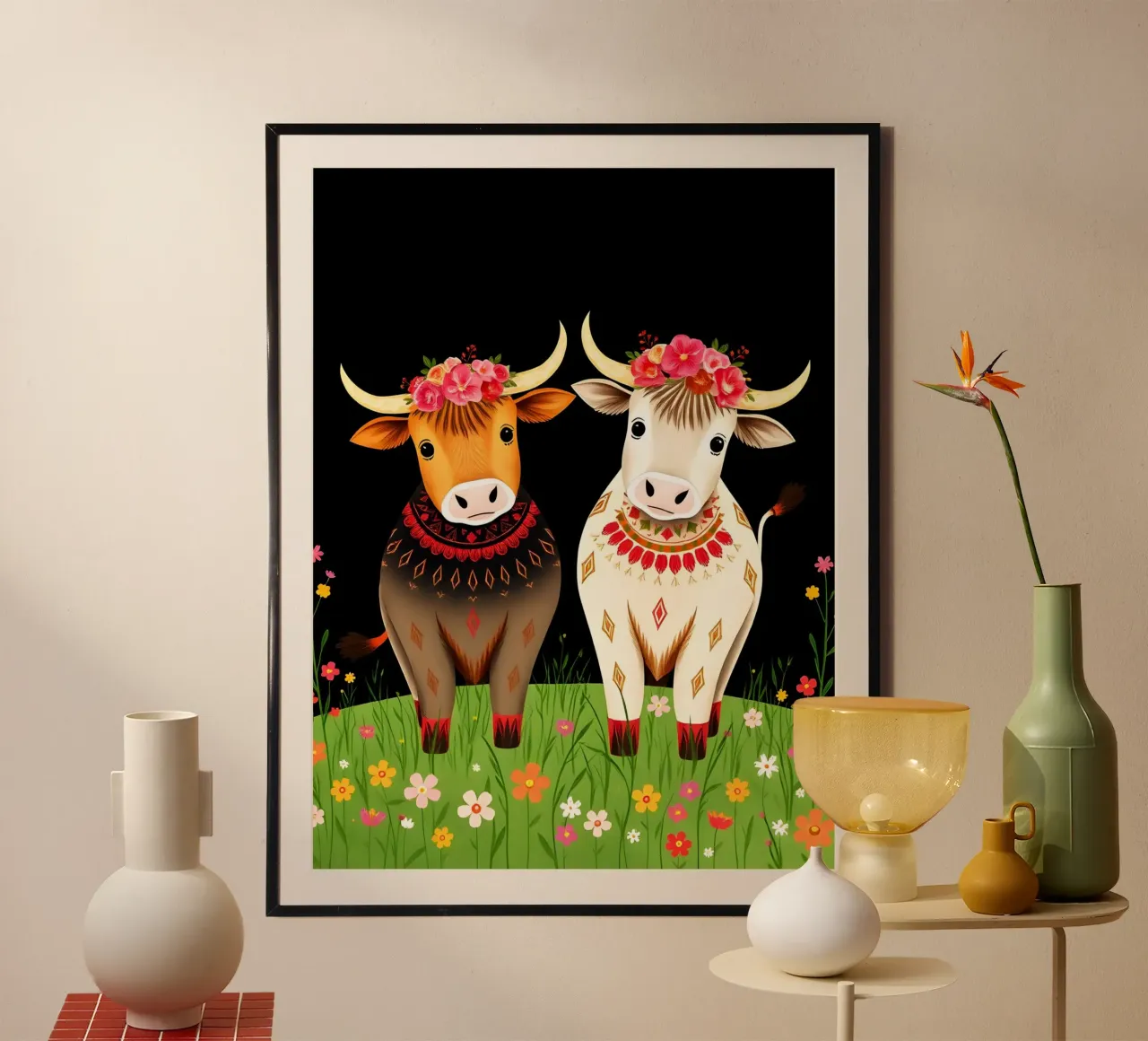 Mucche Highland in un prato selvaggio poster da COLLEEN CRAFTS