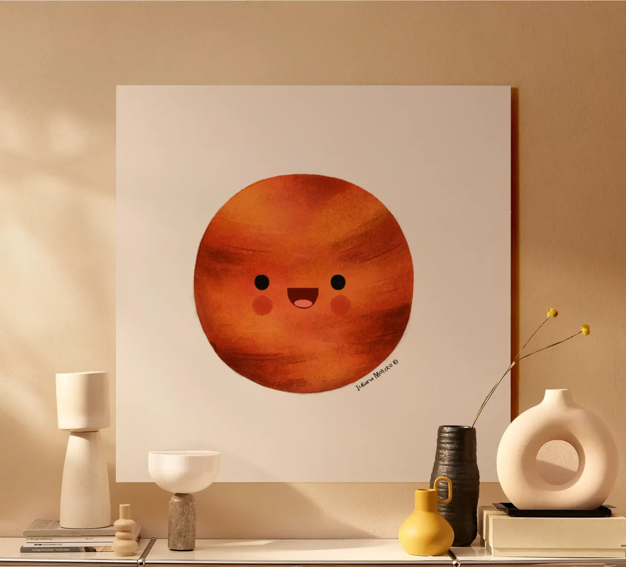 Cute Mars Planet acrylic glass by julianamotzko