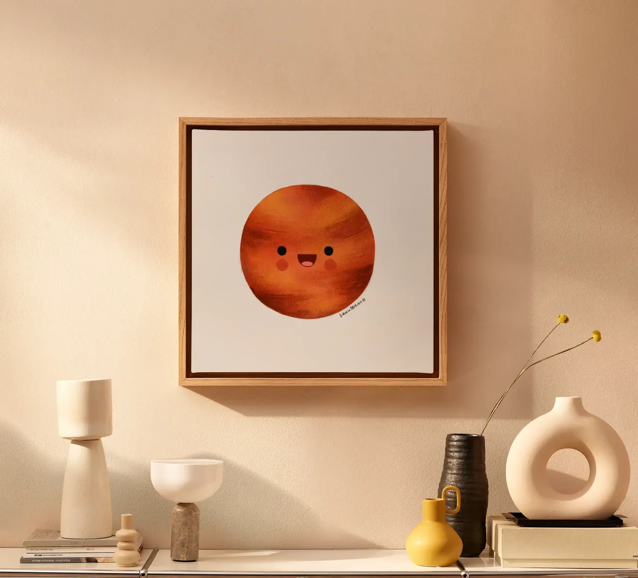 Cute Mars Planet canvas with Floater frame by julianamotzko
