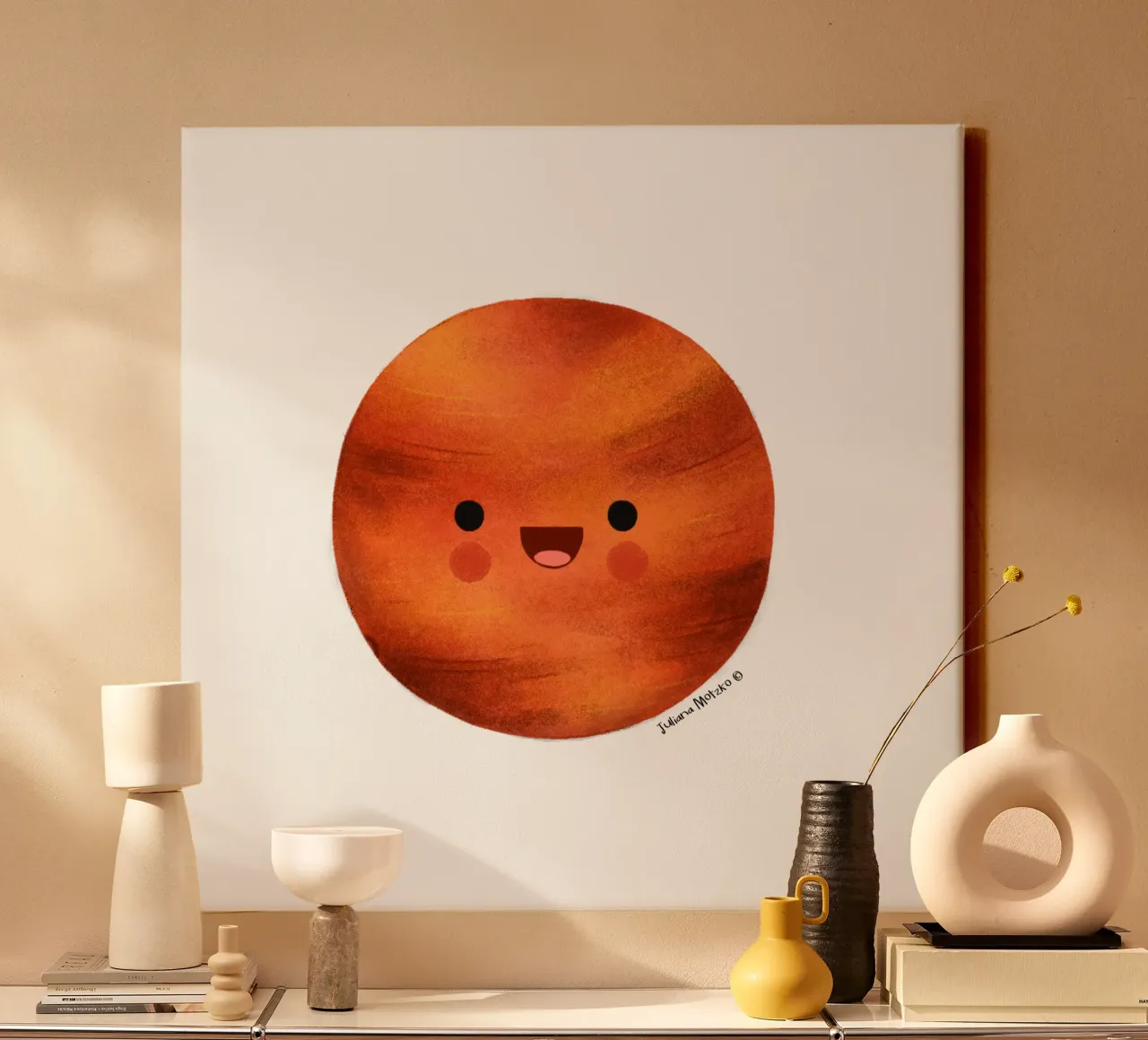Cute Mars Planet canvas with Floater frame by julianamotzko