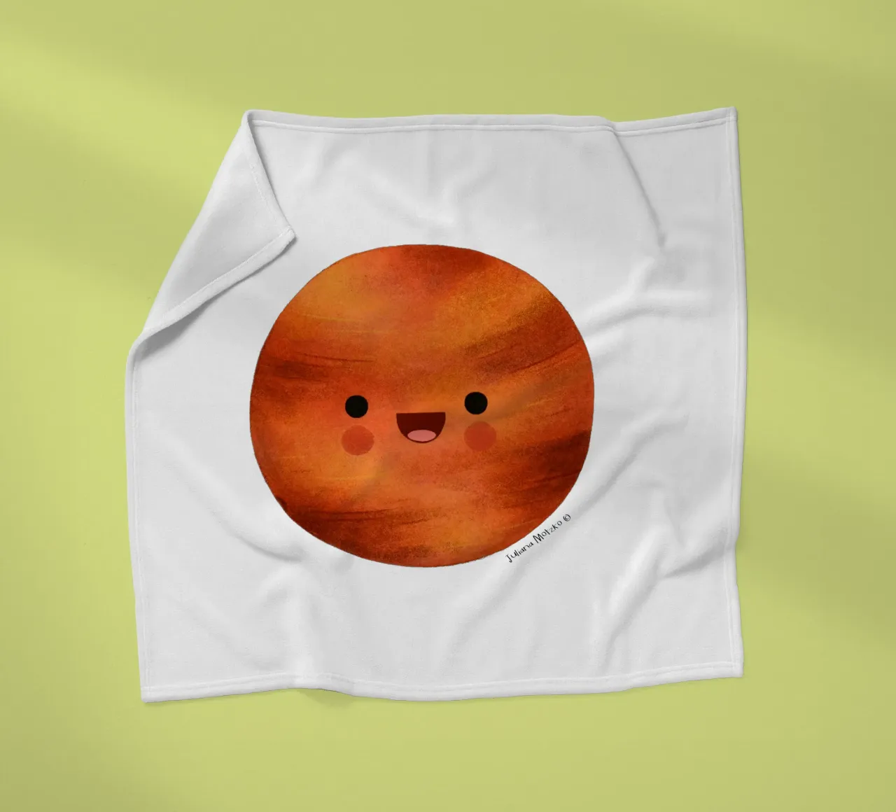 Cute Mars Planet fleece blanket by julianamotzko