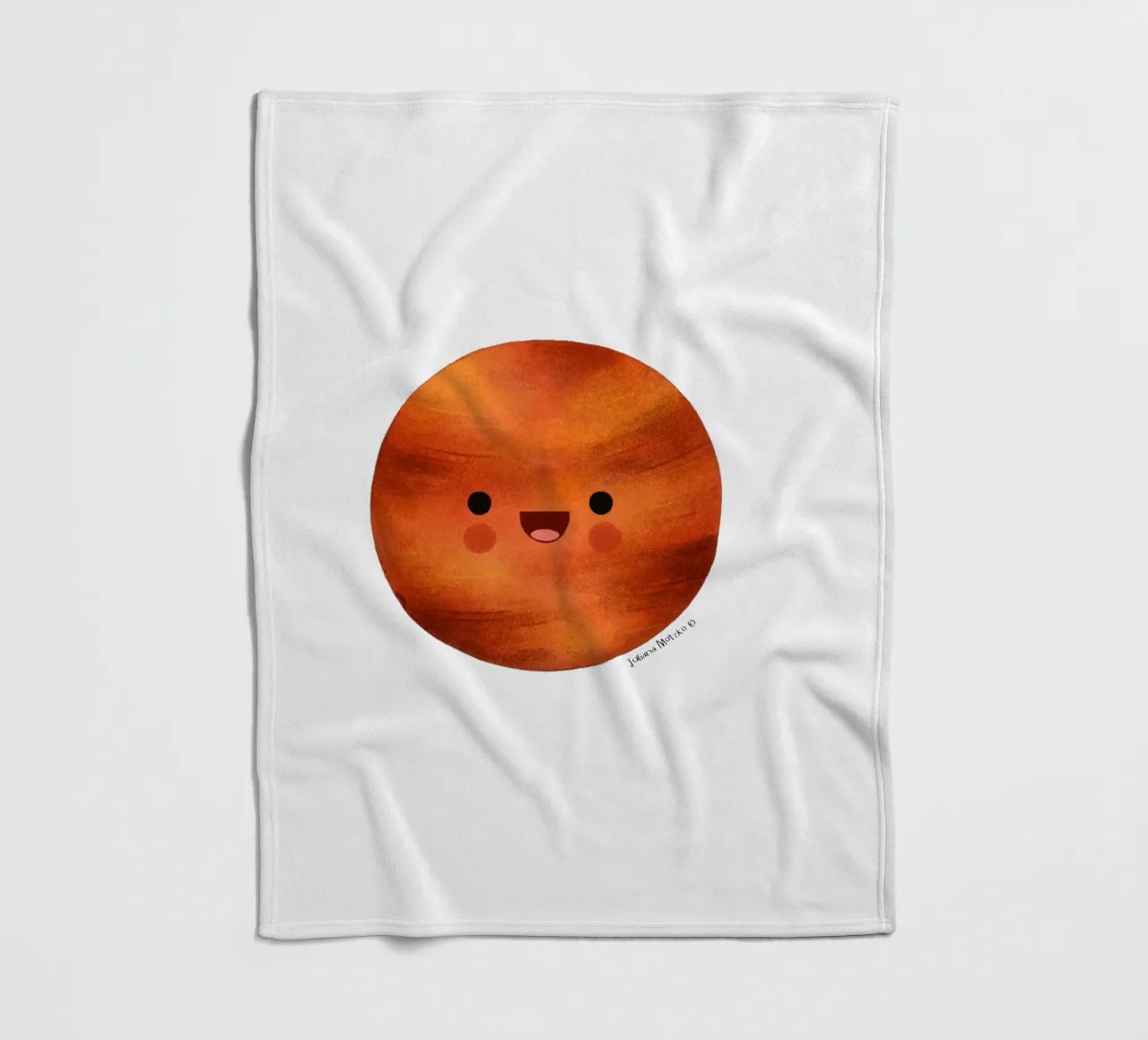 Cute Mars Planet fleece blanket by julianamotzko